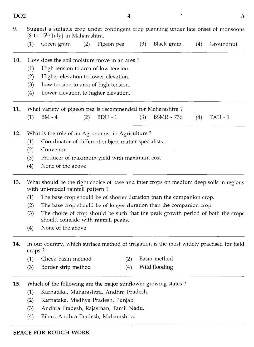MPSC Agricultural Services Main Exam 2012 Question Paper Agricultural Science 3
