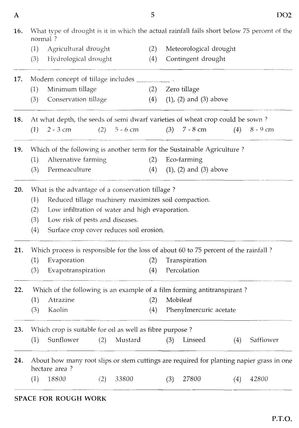 MPSC Agricultural Services Main Exam 2012 Question Paper Agricultural Science 4