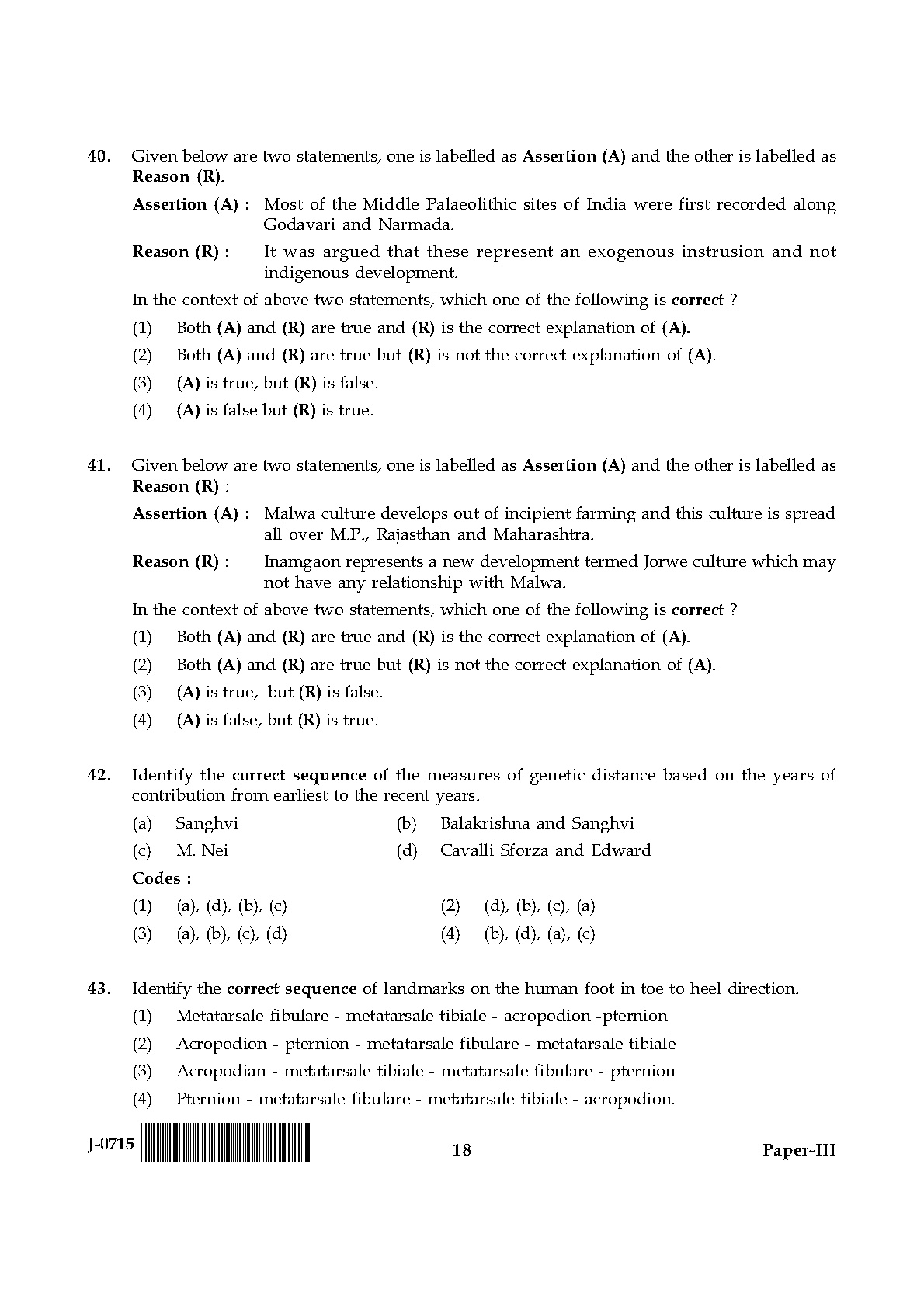 UGC NET Anthropology Question Paper III June 2015 18