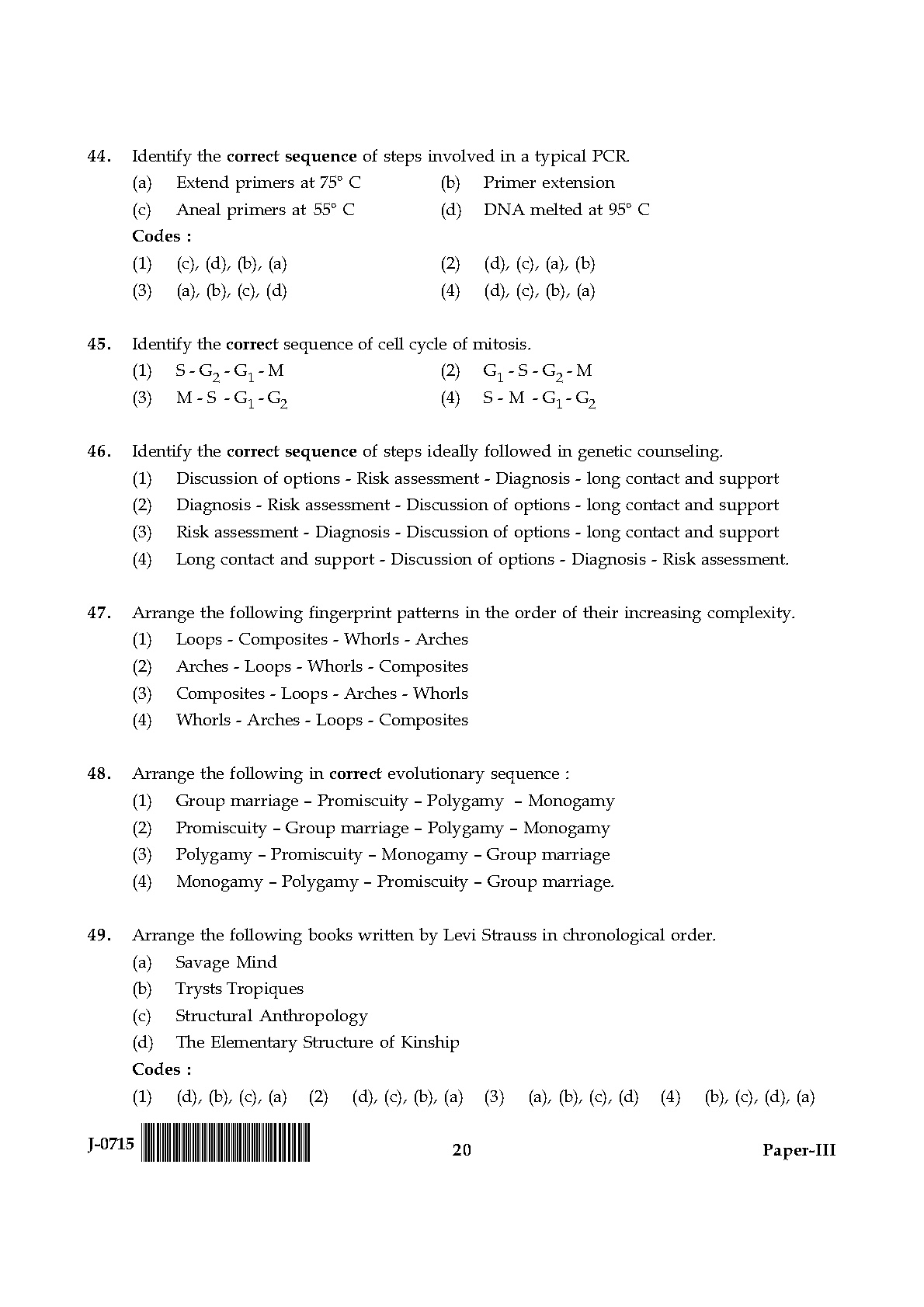 UGC NET Anthropology Question Paper III June 2015 20