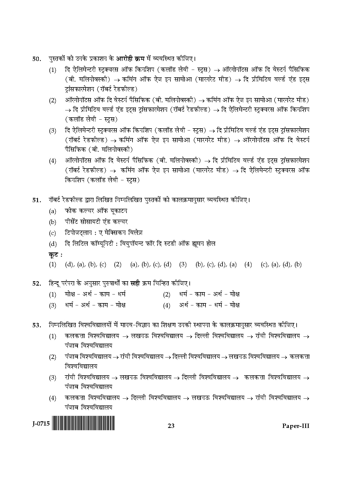UGC NET Anthropology Question Paper III June 2015 23