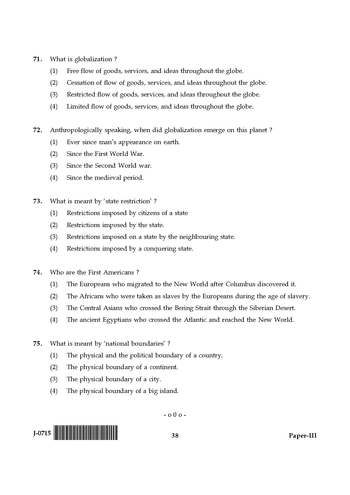 UGC NET Anthropology Question Paper III June 2015 38
