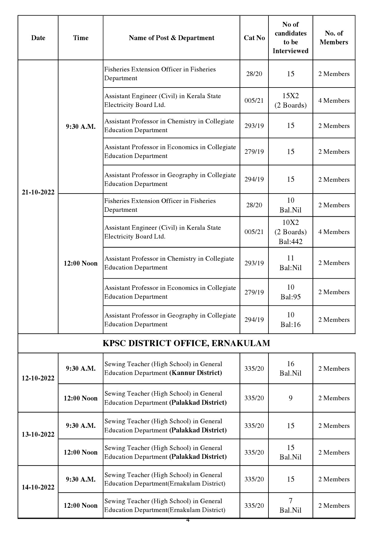 INTERVIEW PROGRAMME FOR THE MONTH OF OCTOBER 2022 - Notification Image 4