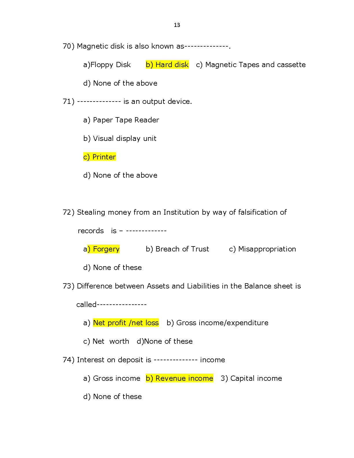 Kerala Co operative bank recruitment Sample Question Paper - Notification Image 13