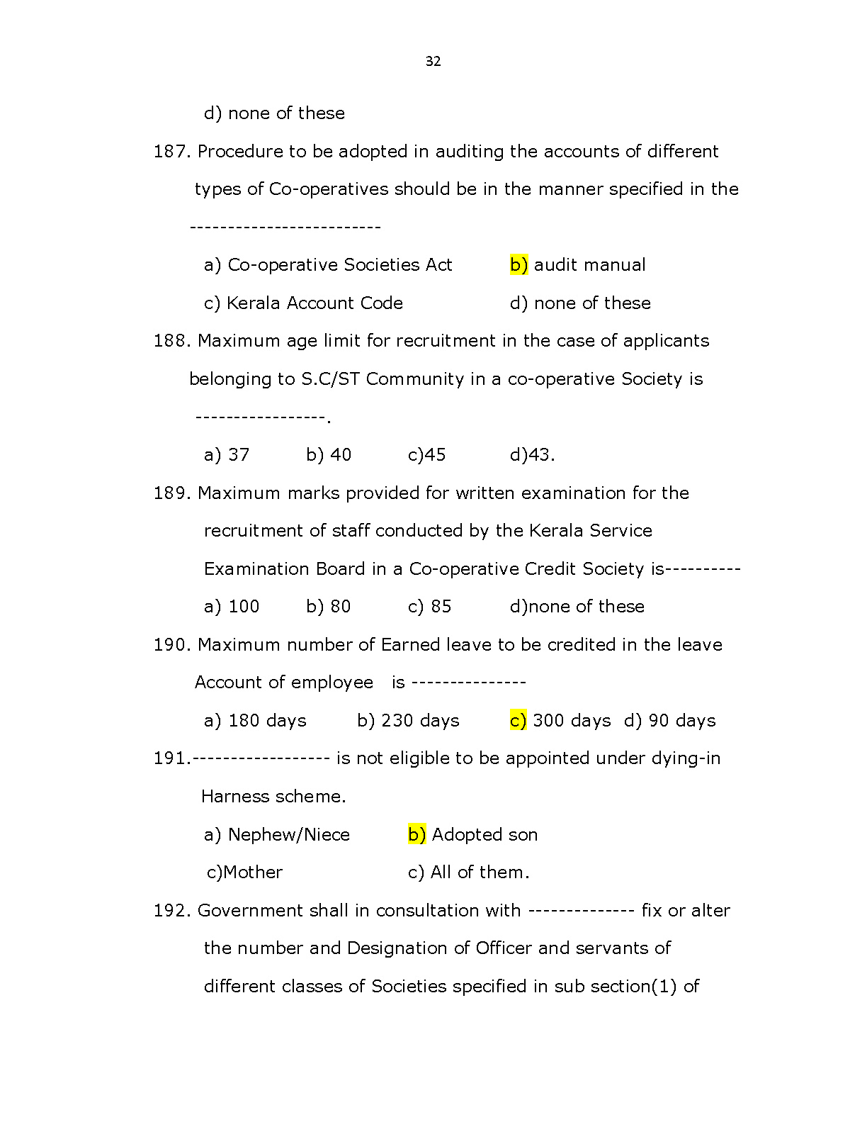 Kerala Co operative bank recruitment Sample Question Paper - Notification Image 32