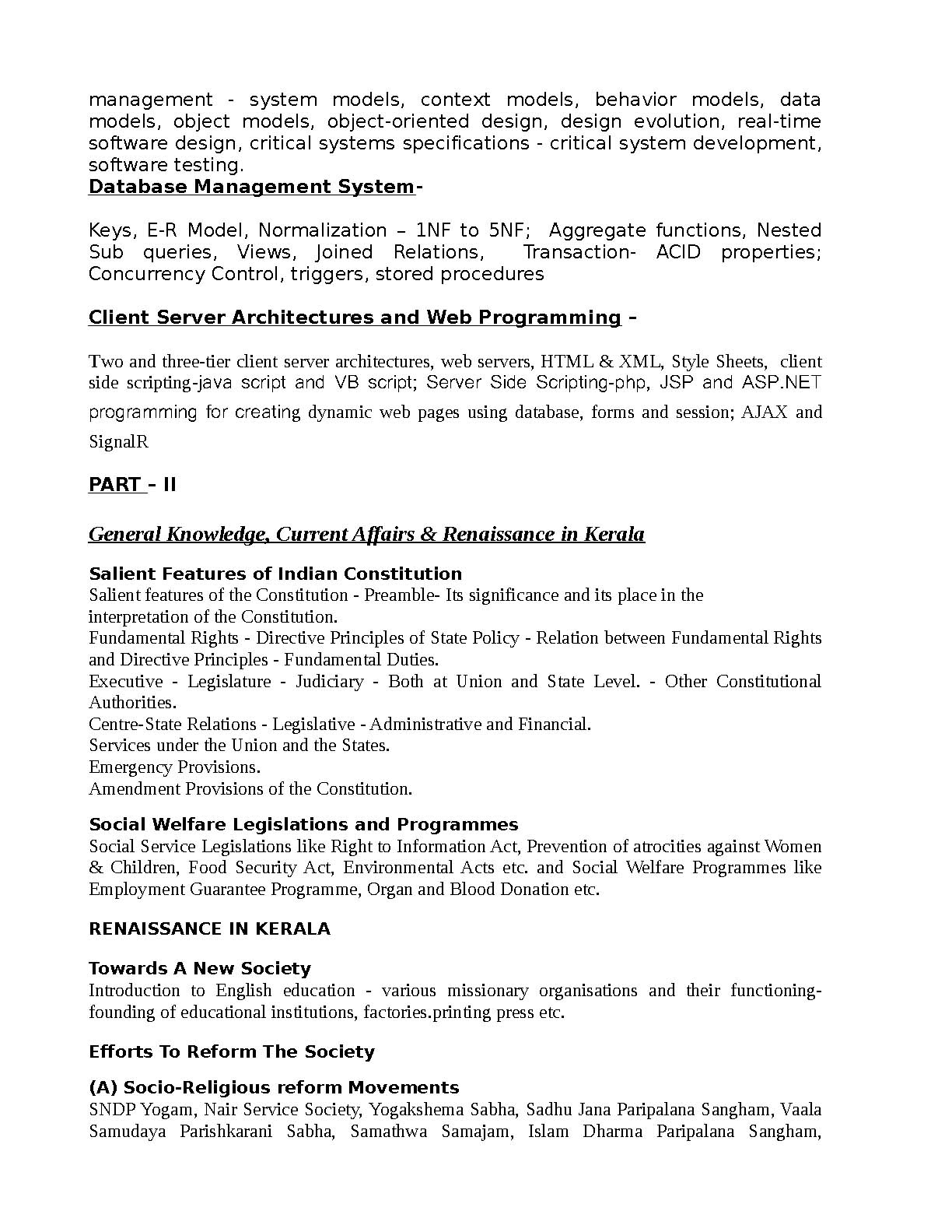 KPSC Exam Syllabus 2019 System Analyst or Senior Programmer - Notification Image 4
