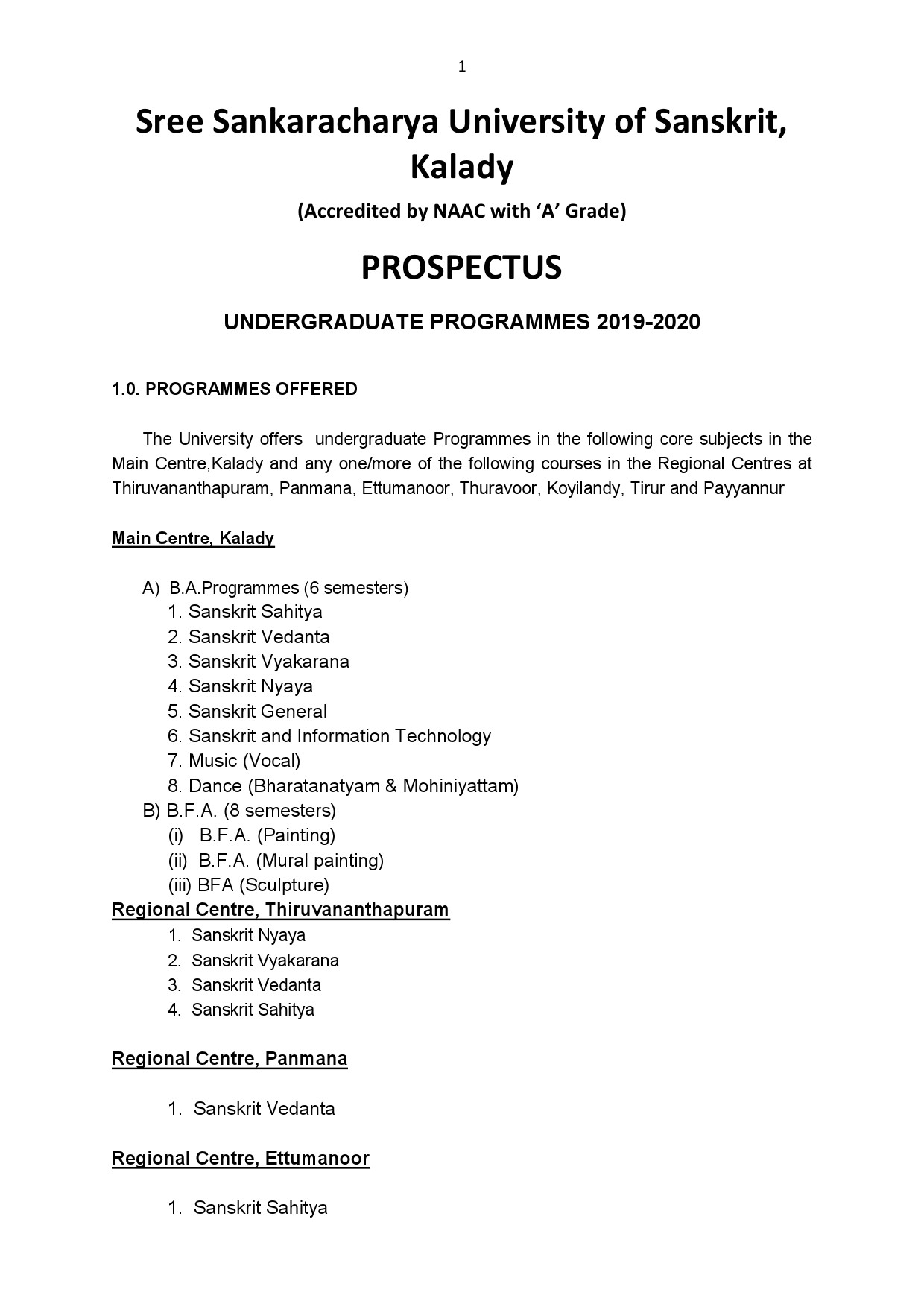 Sree Sankaracharya University of Sanskrit UG Prospectus - Notification Image 1