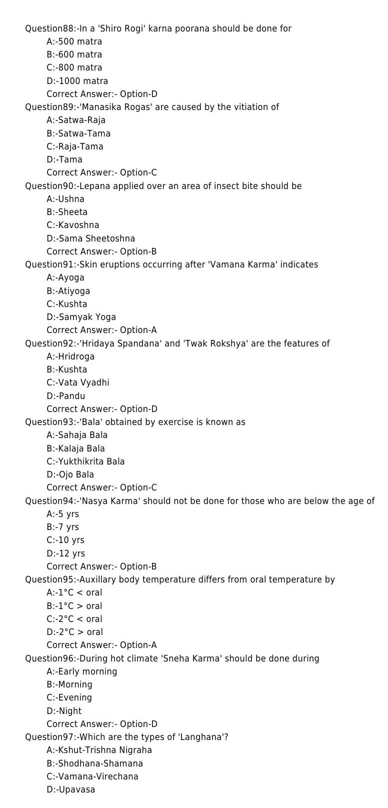 KPSC Nurse Grade II Ayurveda Exam Question 142017OL 10