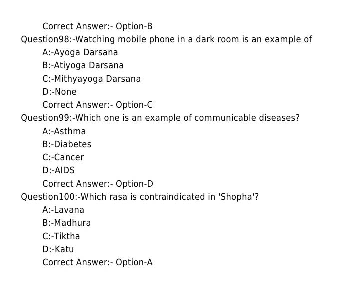 KPSC Nurse Grade II Ayurveda Exam Question 142017OL 11