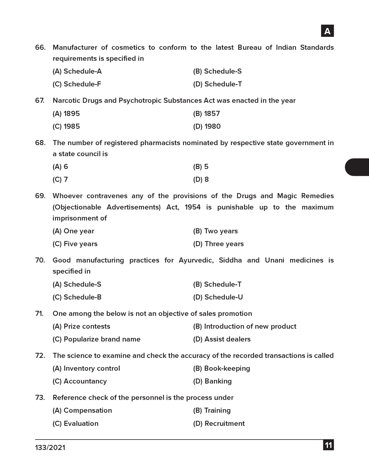 KPSC Pharmacist Grade II Exam 2021 Code 1332021 10