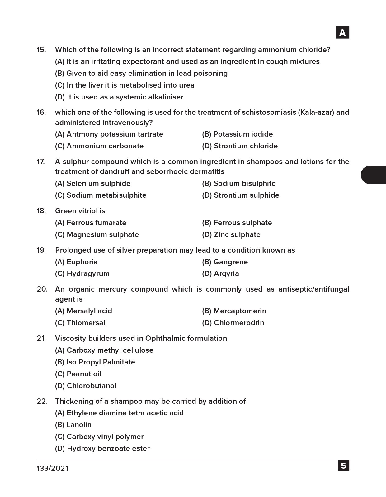 KPSC Pharmacist Grade II Exam 2021 Code 1332021 4