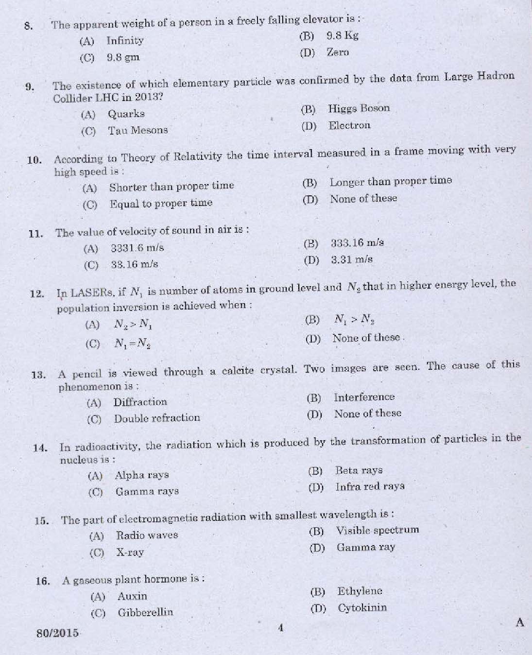 Kerala PSC Station Officer Exam Question Code 802015 2