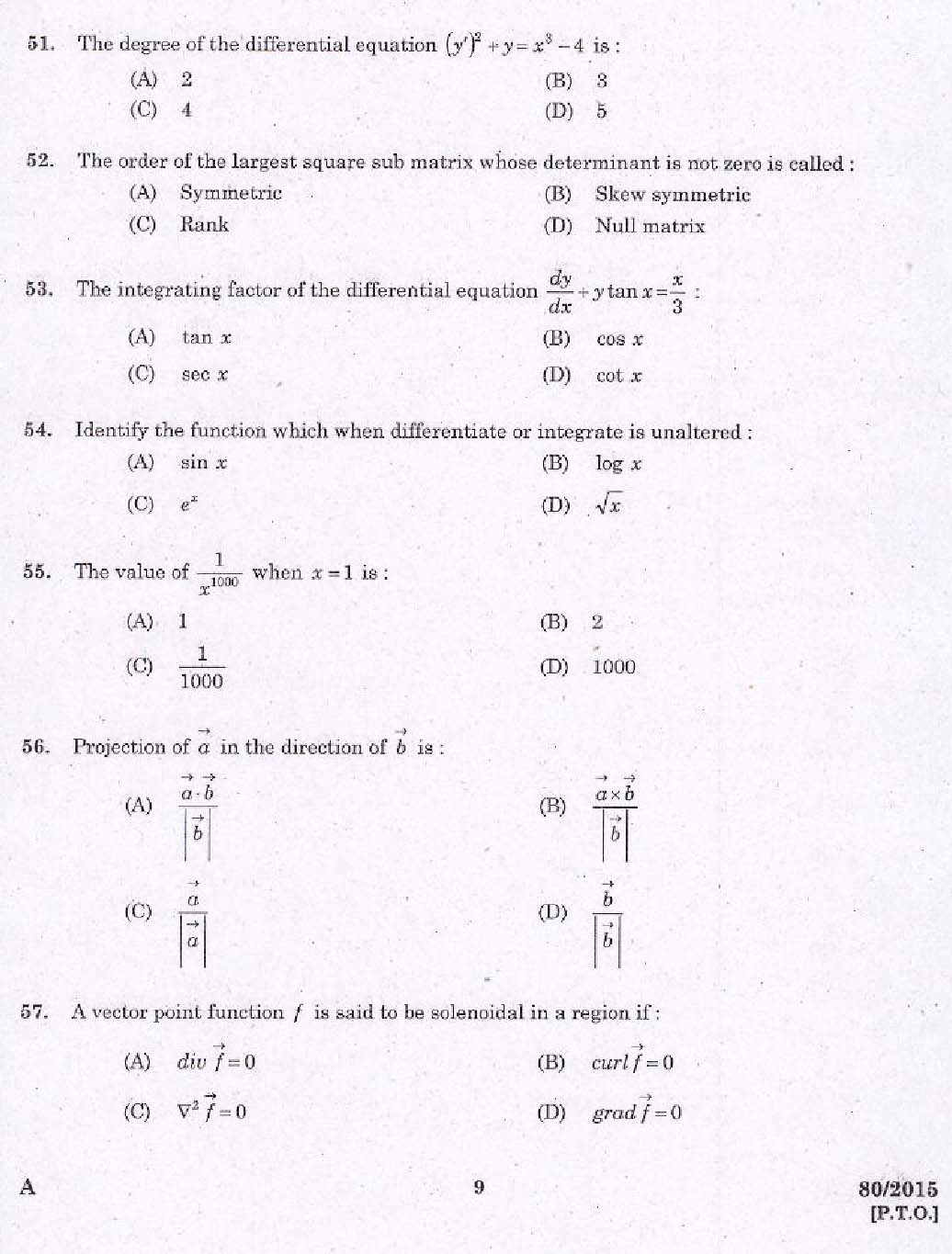 Kerala PSC Station Officer Exam Question Code 802015 7