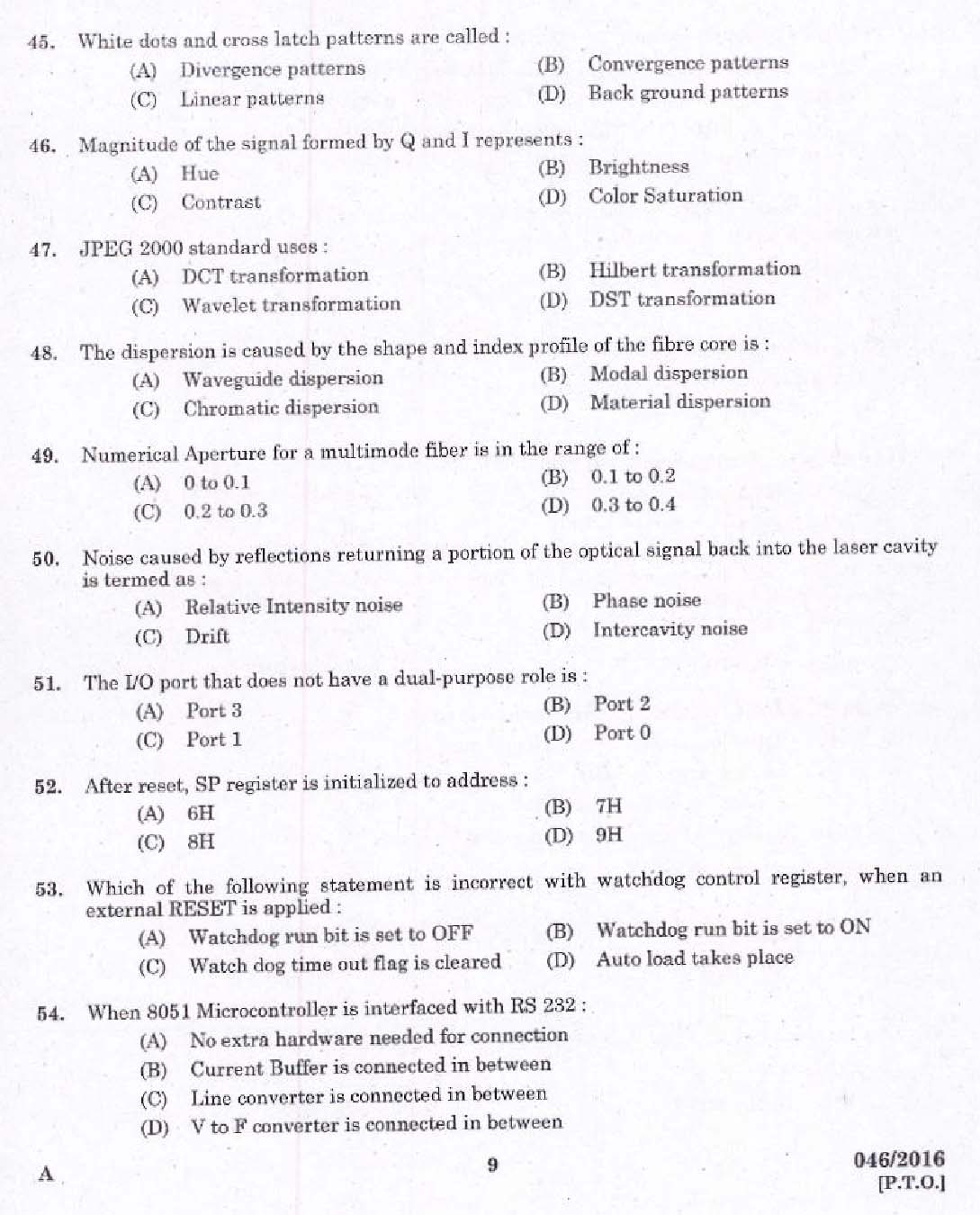 Kerala PSC Vocational Teacher Exam Question Code 462016 7