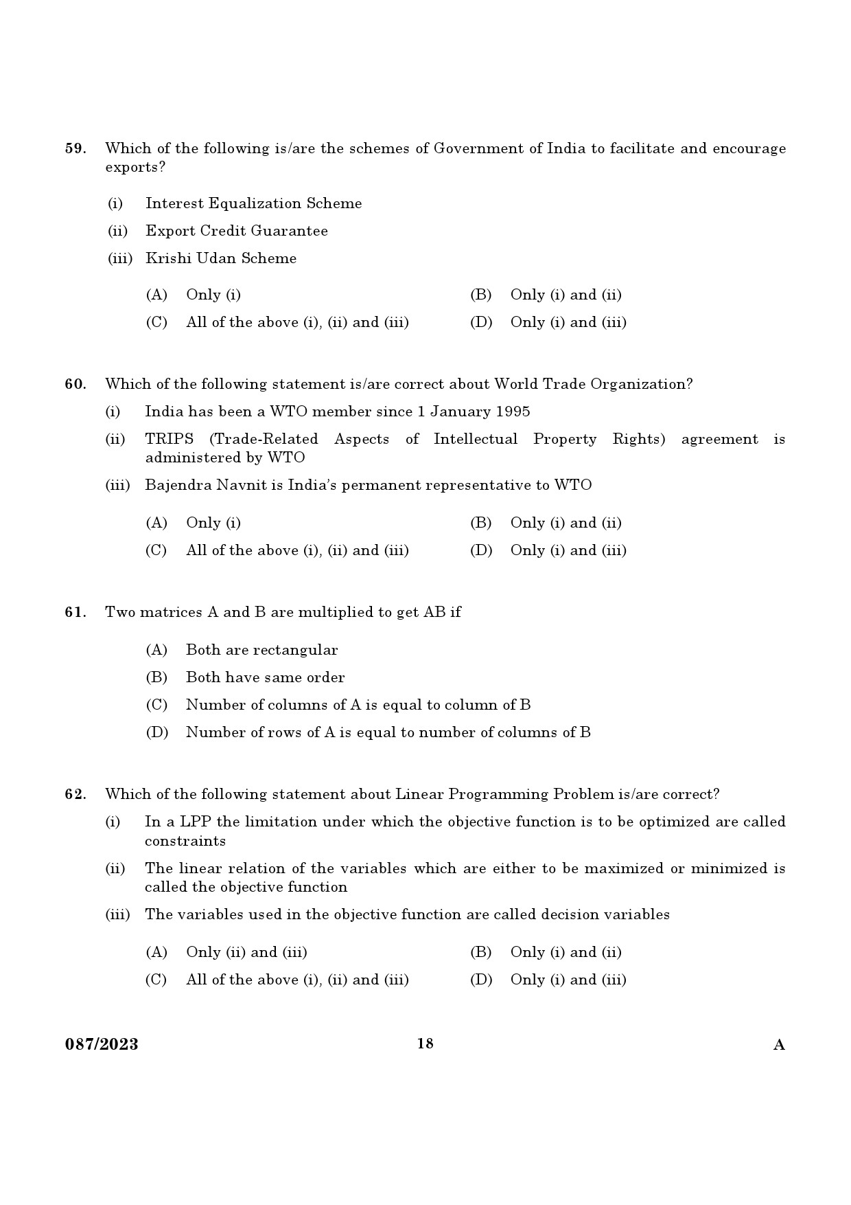 KPSC Non Vocational Teacher Junior Economics Exam 2023 Code 0872023 16