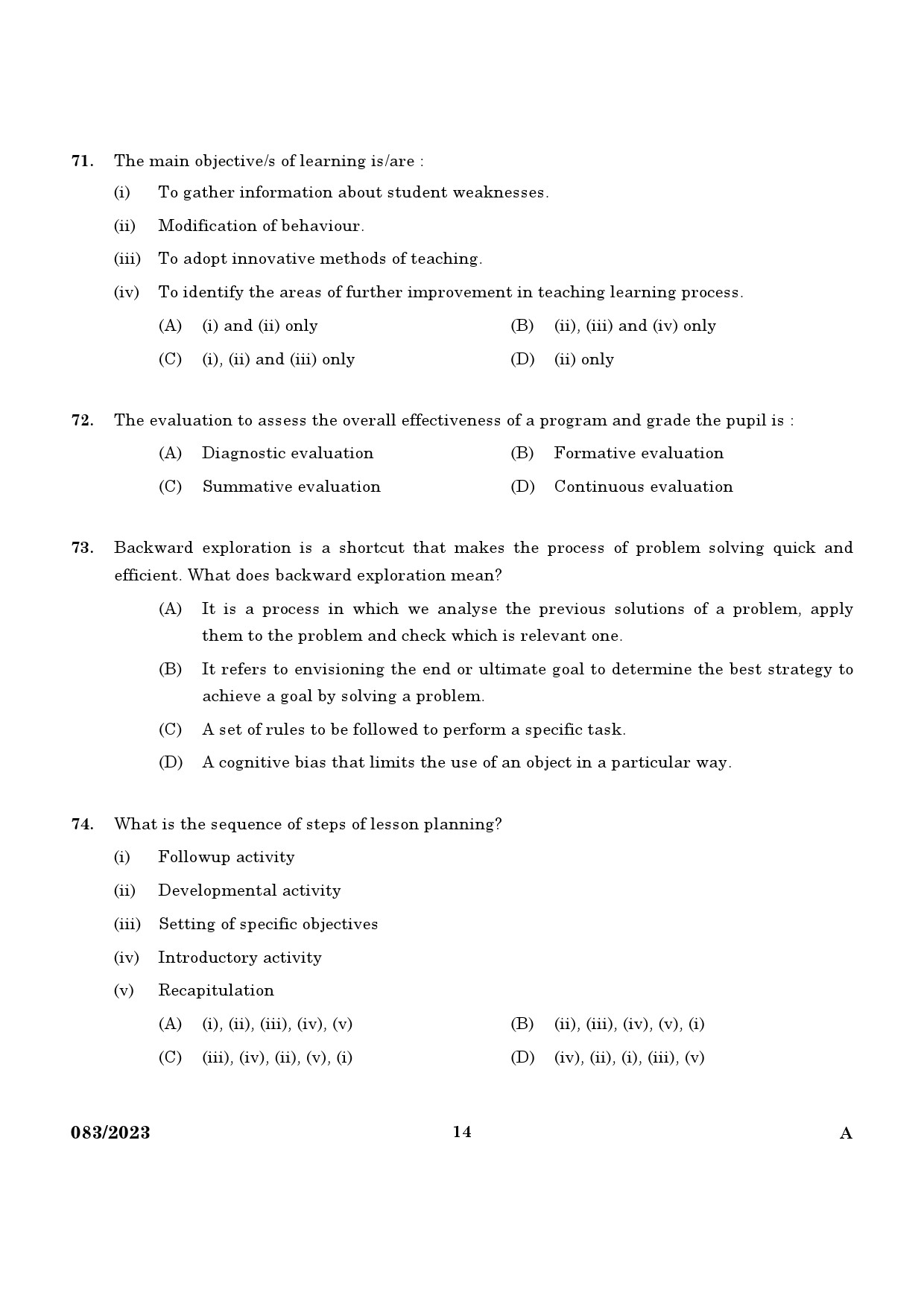 KPSC Non Vocational Teacher Mathematics Junior and Senior Exam 2023 Code 0832023 12