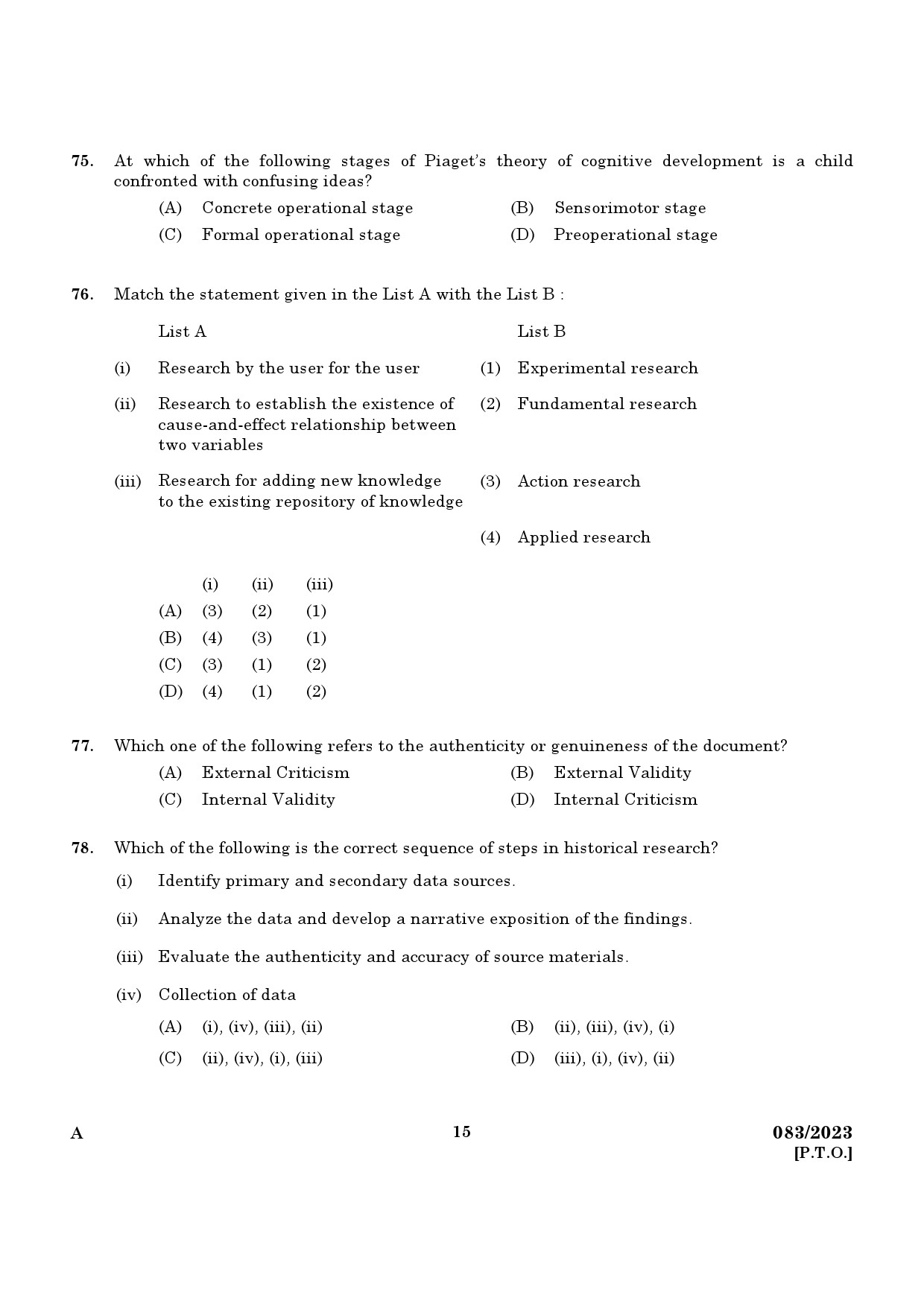 KPSC Non Vocational Teacher Mathematics Junior and Senior Exam 2023 Code 0832023 13