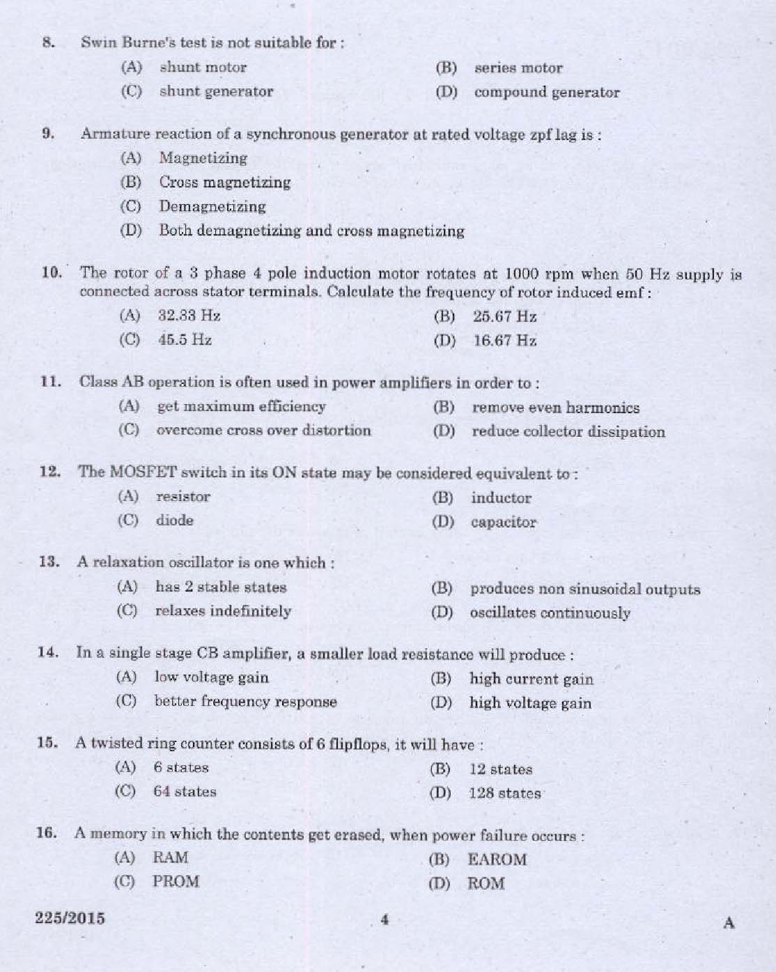 KPSC Vocational Teacher Exam 2015 Code 2252015 2