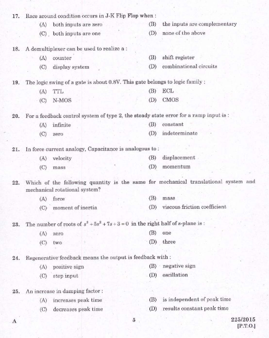 KPSC Vocational Teacher Exam 2015 Code 2252015 3