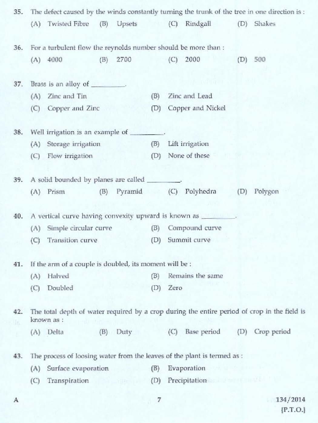 Kerala PSC Work Superintendent Exam Code 1342014 5