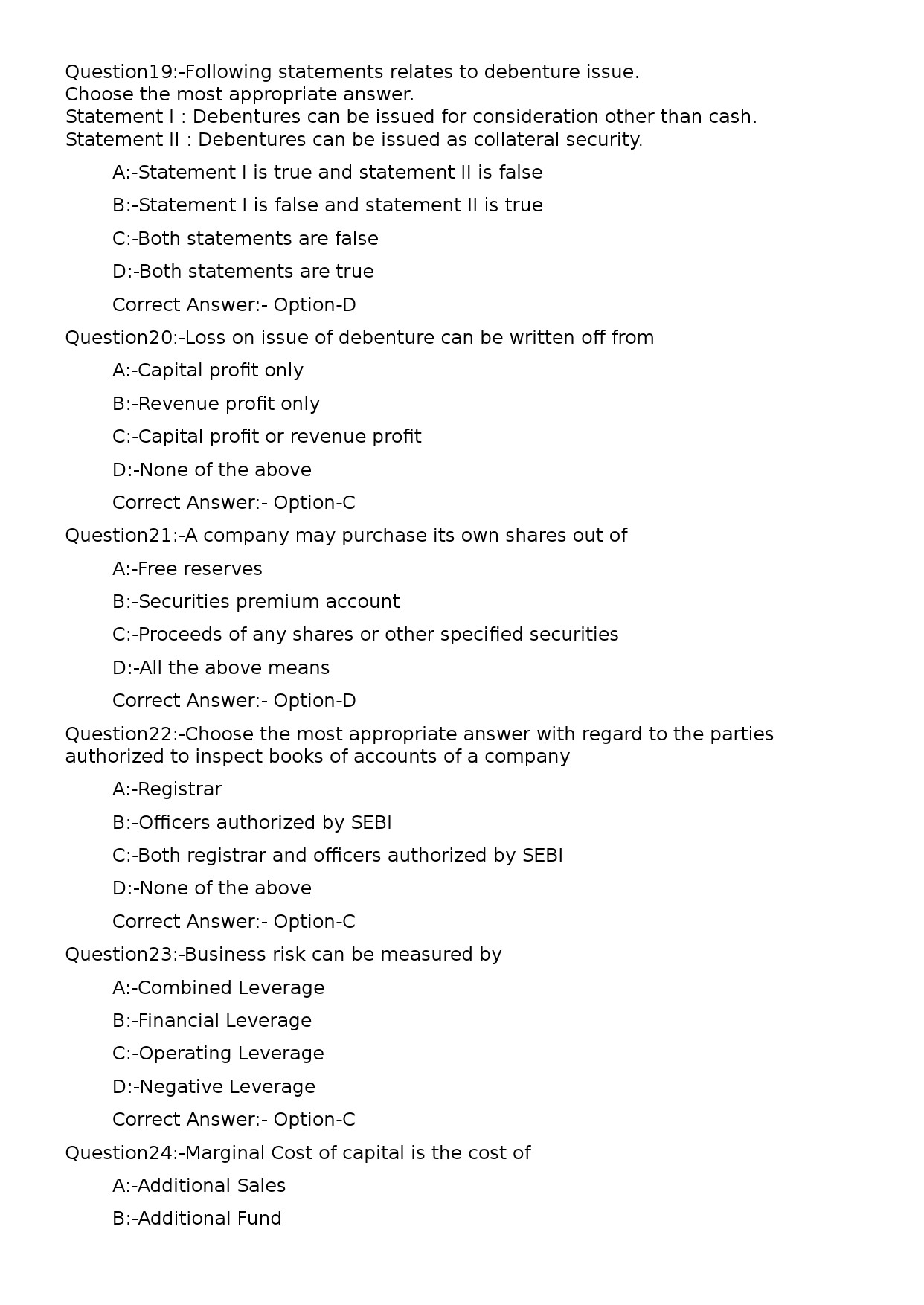 Deputy Manager Finance Accounts and Secretarial Exam 122024OL 5