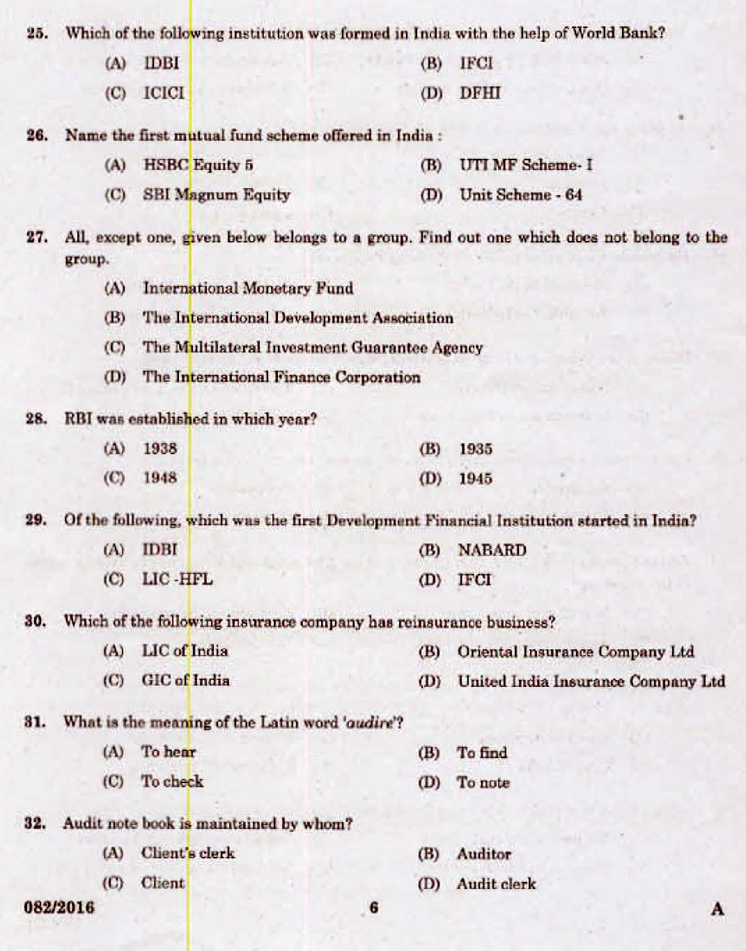 Kerala PSC Accountant OMR Exam 2016 Question Paper Code 0822016 4