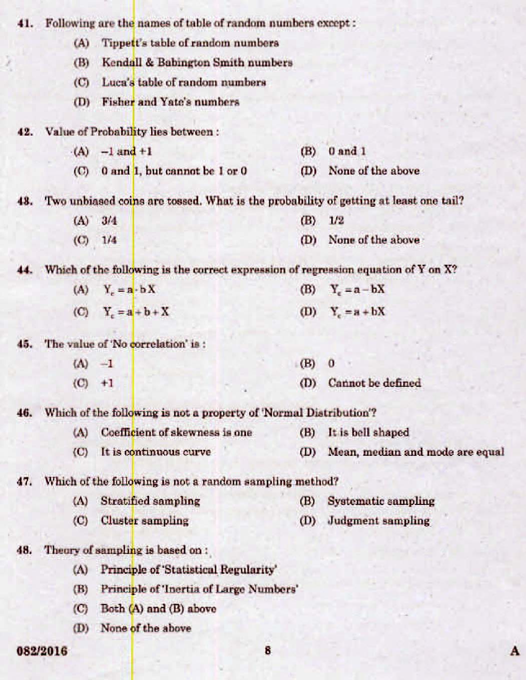 Kerala PSC Accountant OMR Exam 2016 Question Paper Code 0822016 6