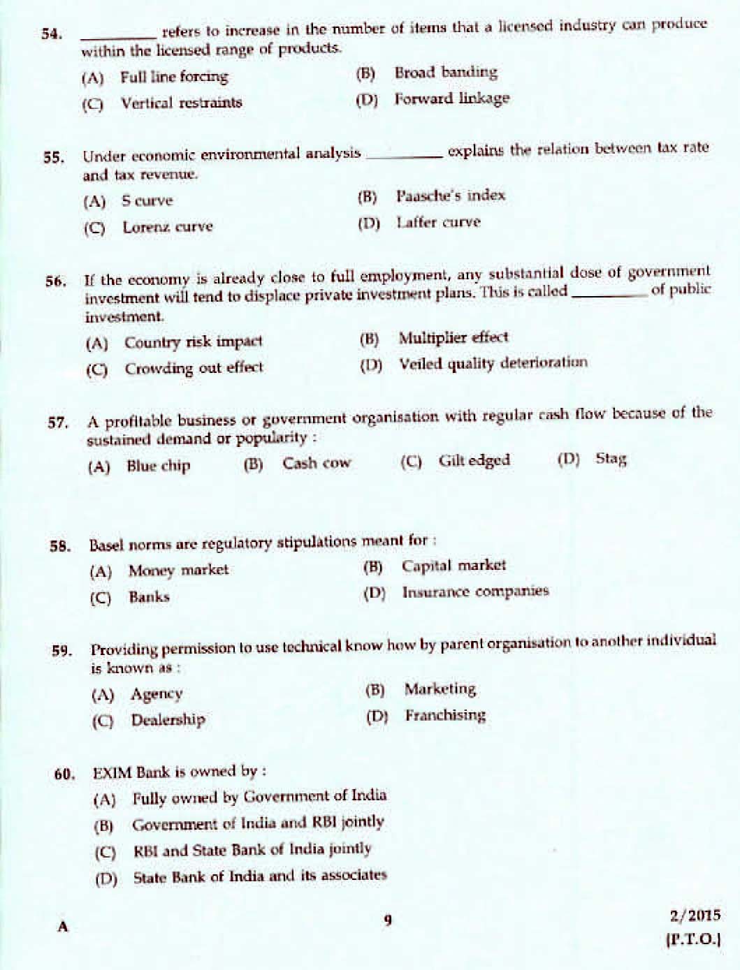 Kerala PSC Accounts Officer OMR Exam 2015 Question Paper Code 22015 7