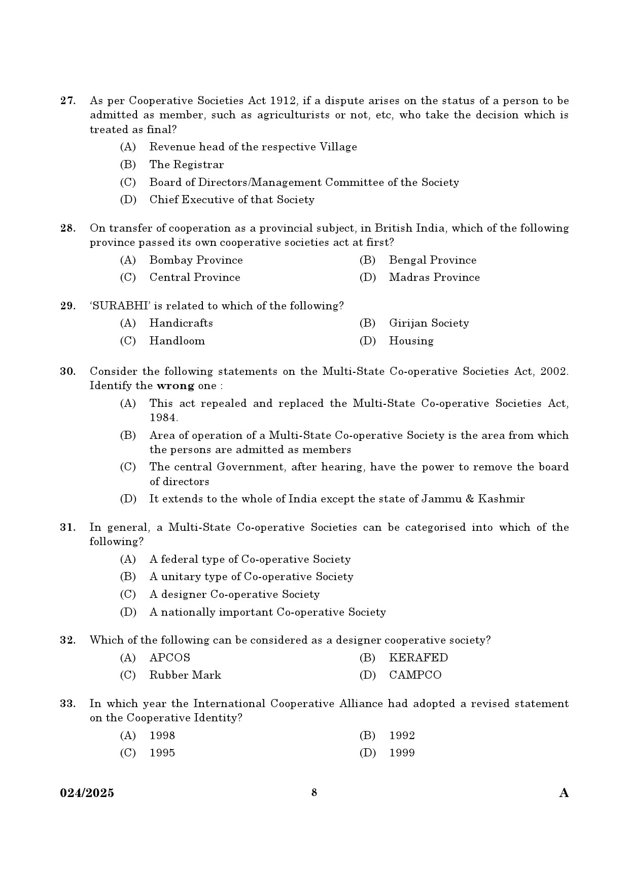 KPSC Accountant Kerafed Exam 2025 Code 242025 6