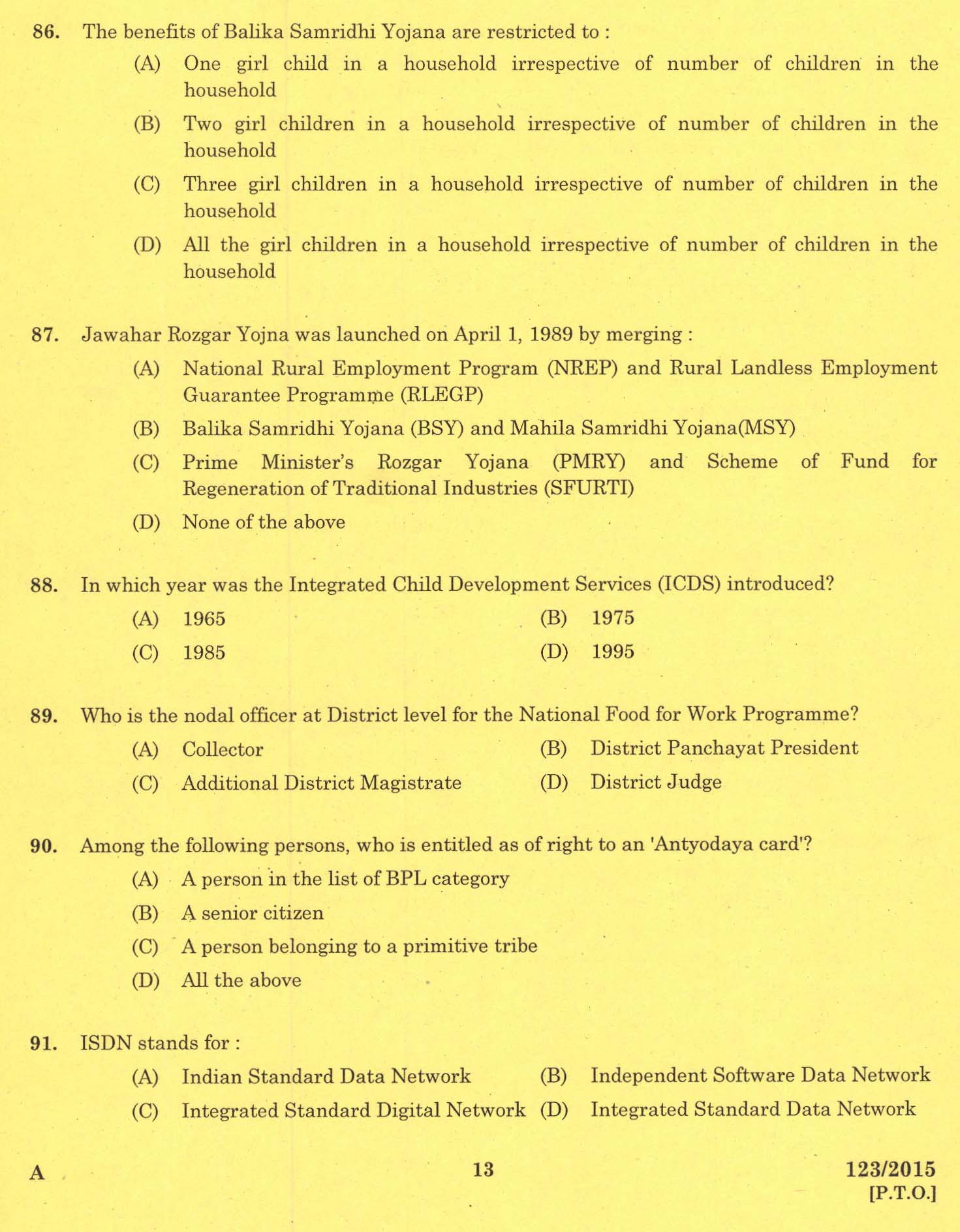 Kerala PSC Administrative Officer Exam Code 1232015 11