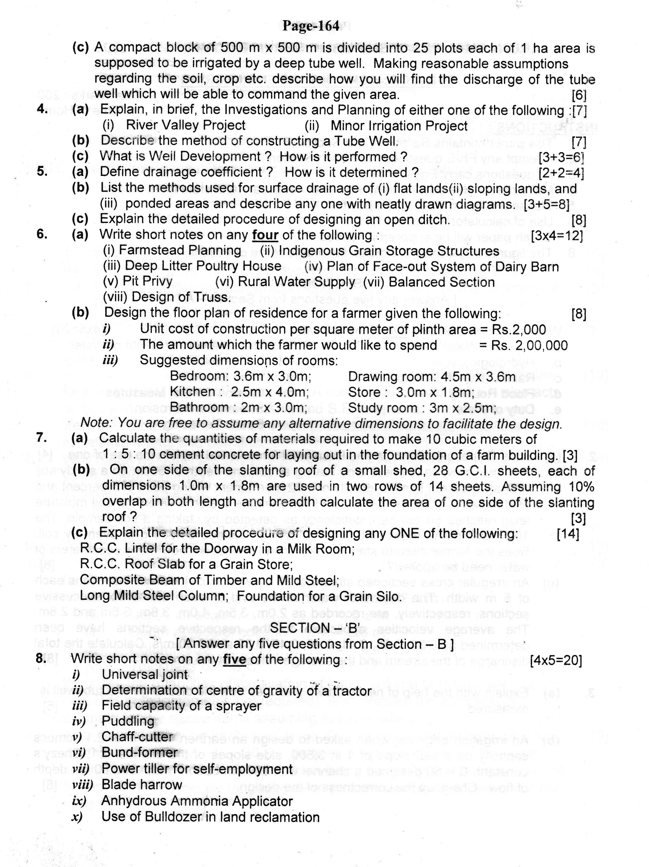 APPSC AE Civil Exam 2004 Agriculture Engineering 2