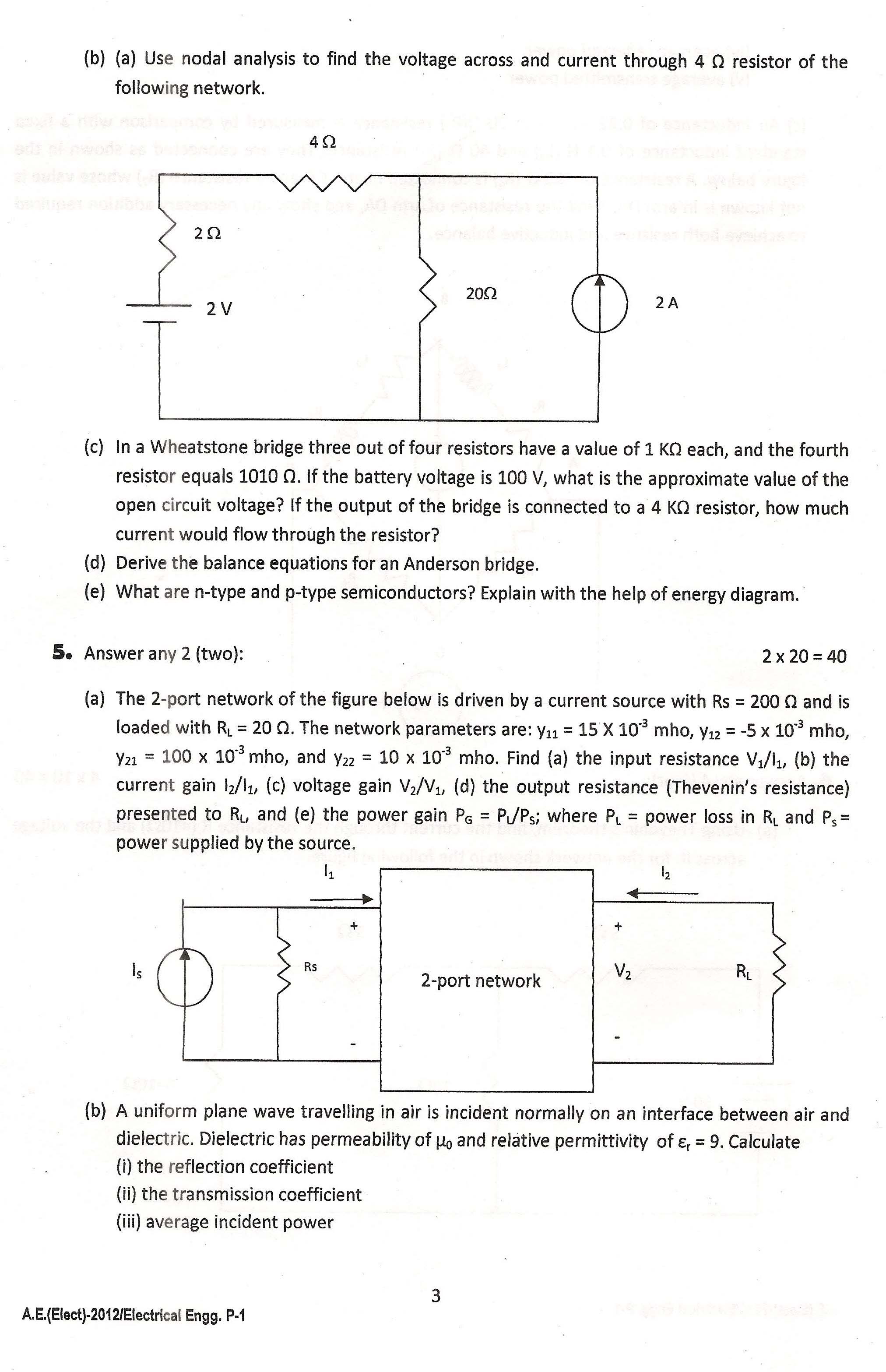 APPSC AE Electrical Exam 2012 Electrical Engineering Paper I 3
