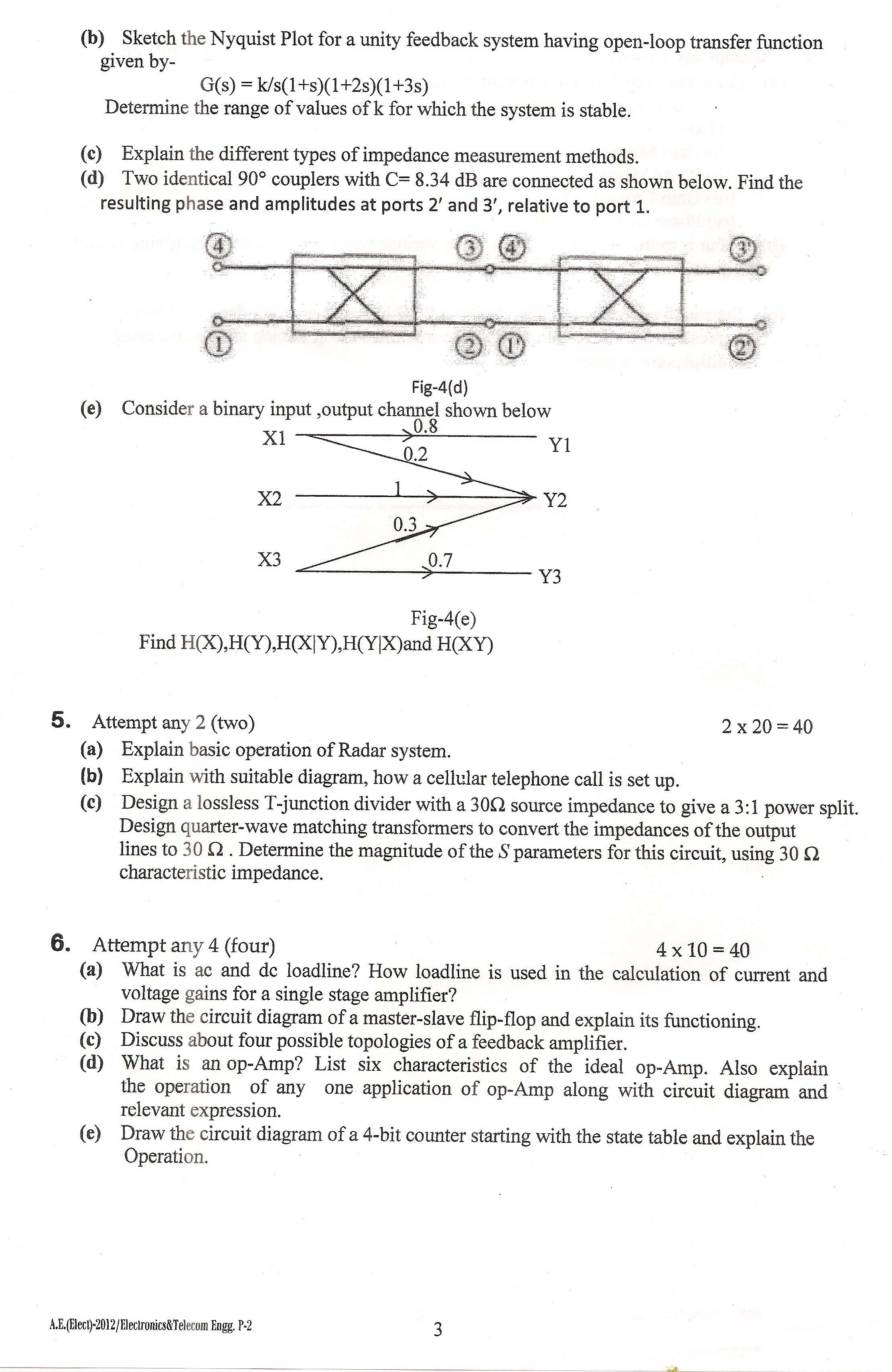 APPSC AE Electrical Exam 2012 Electronics and Telecommunication Paper II 3