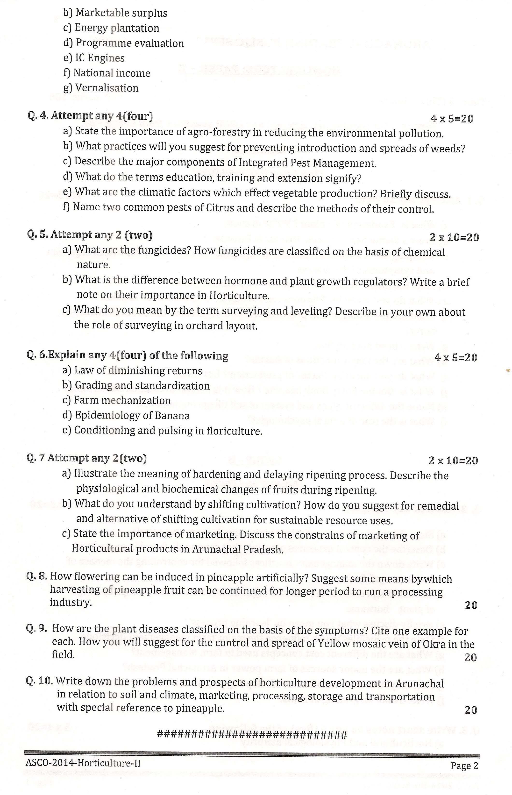 APPSC ASCO Horticulture Paper II Exam Question Paper 2014 2