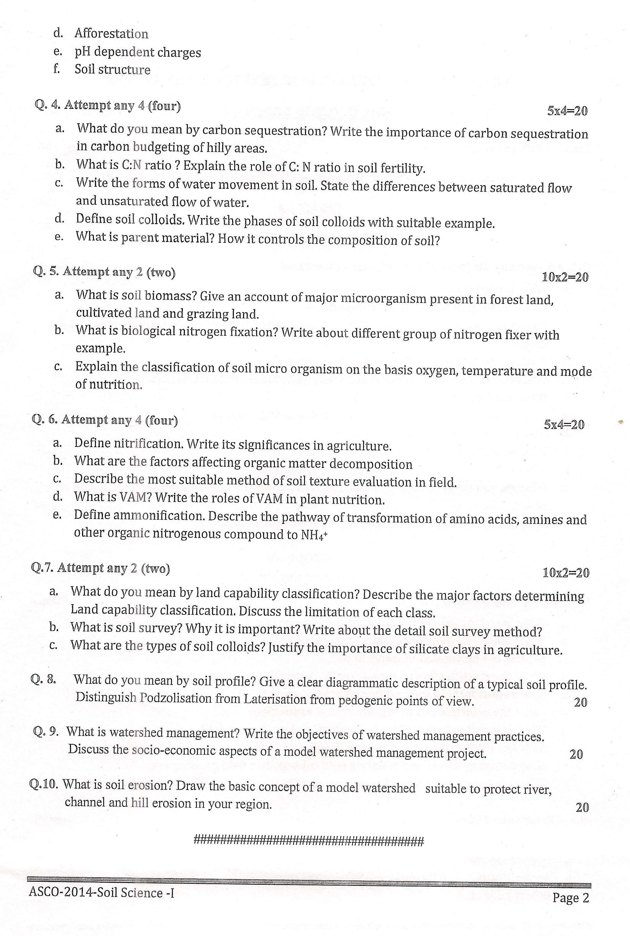 APPSC ASCO Soil Science Paper I Exam Question Paper 2014 2