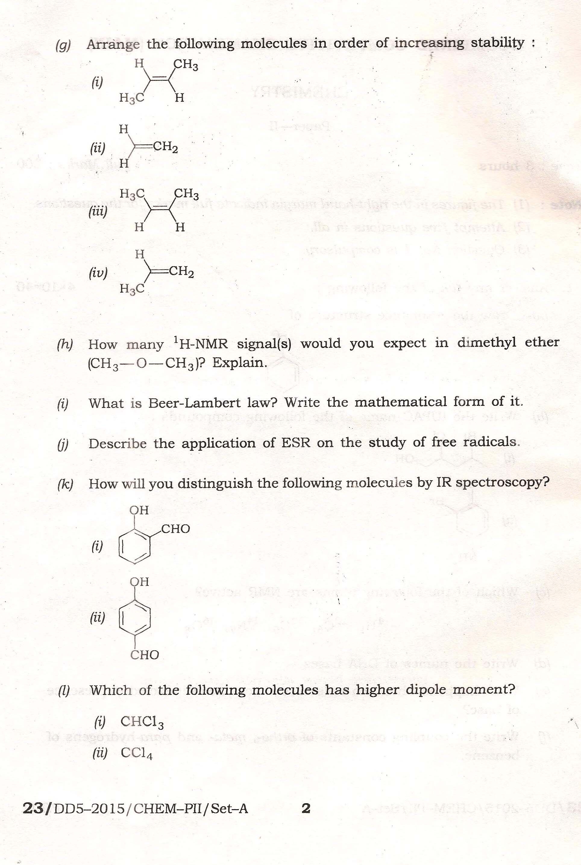 APPSC Combined Competitive Main Exam 2015 Chemistry Paper II 2