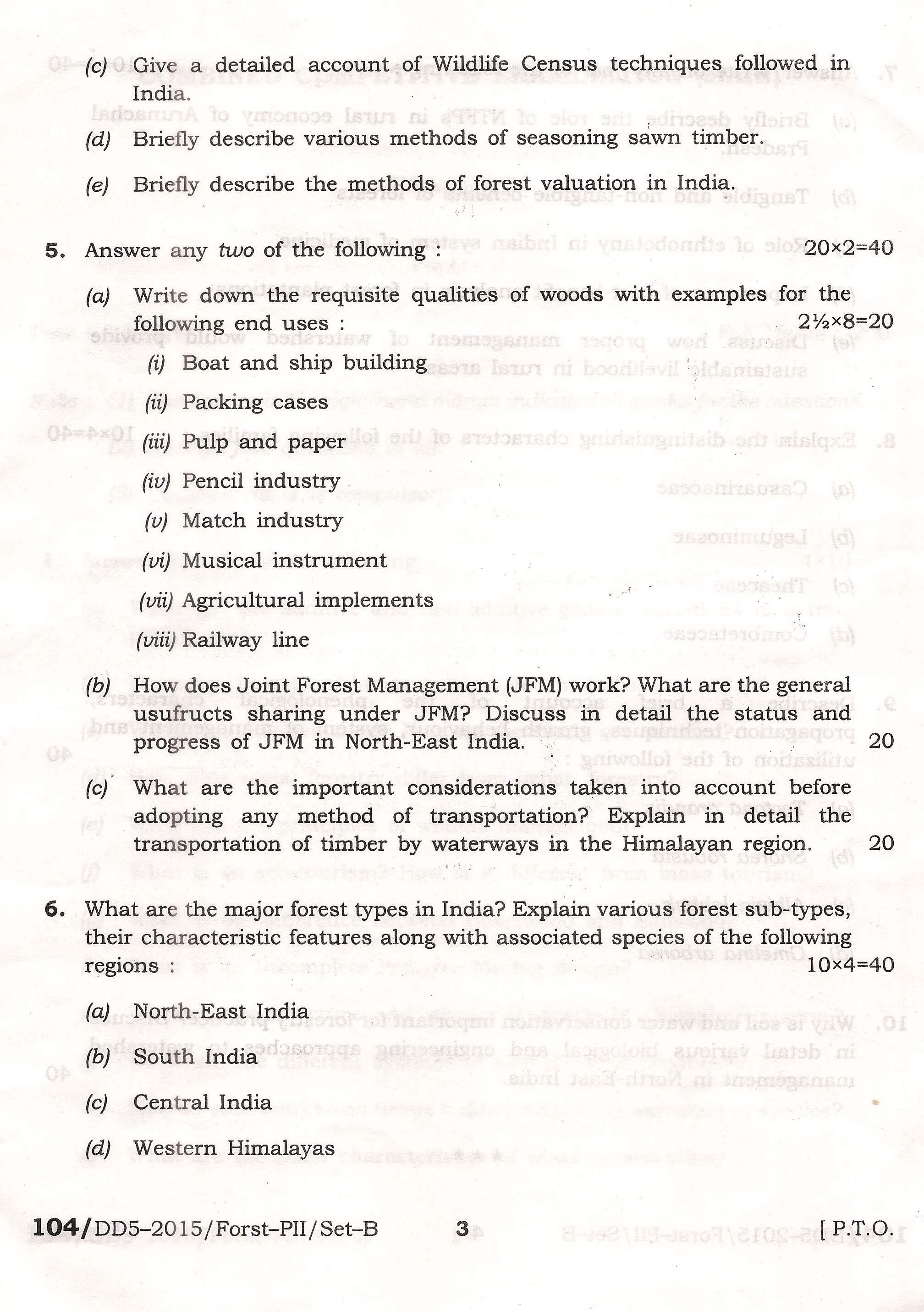 APPSC Combined Competitive Main Exam 2015 Forestry Paper II 3