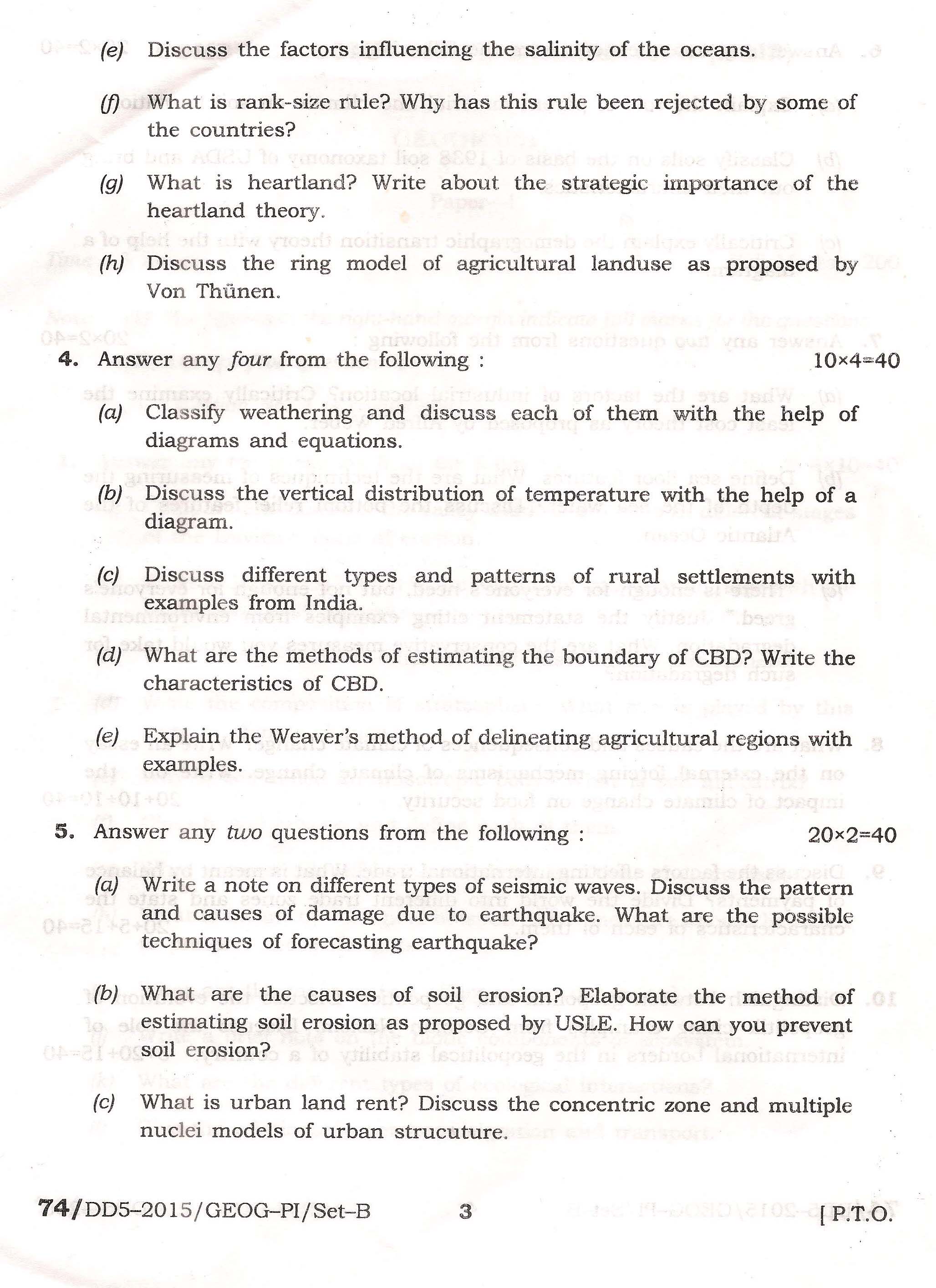 APPSC Combined Competitive Main Exam 2015 Geography Paper I 3