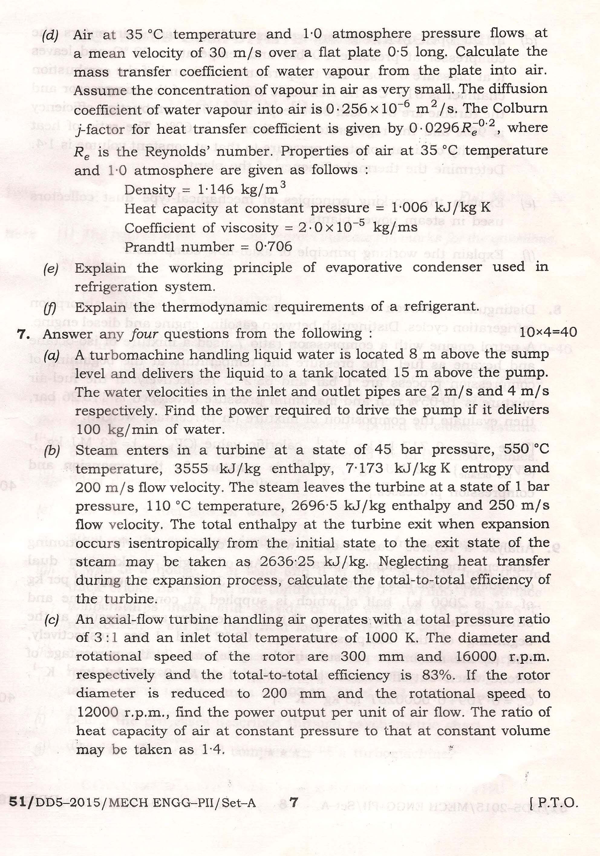 APPSC Combined Competitive Main Exam 2015 Mechanical Engineering Paper II 7