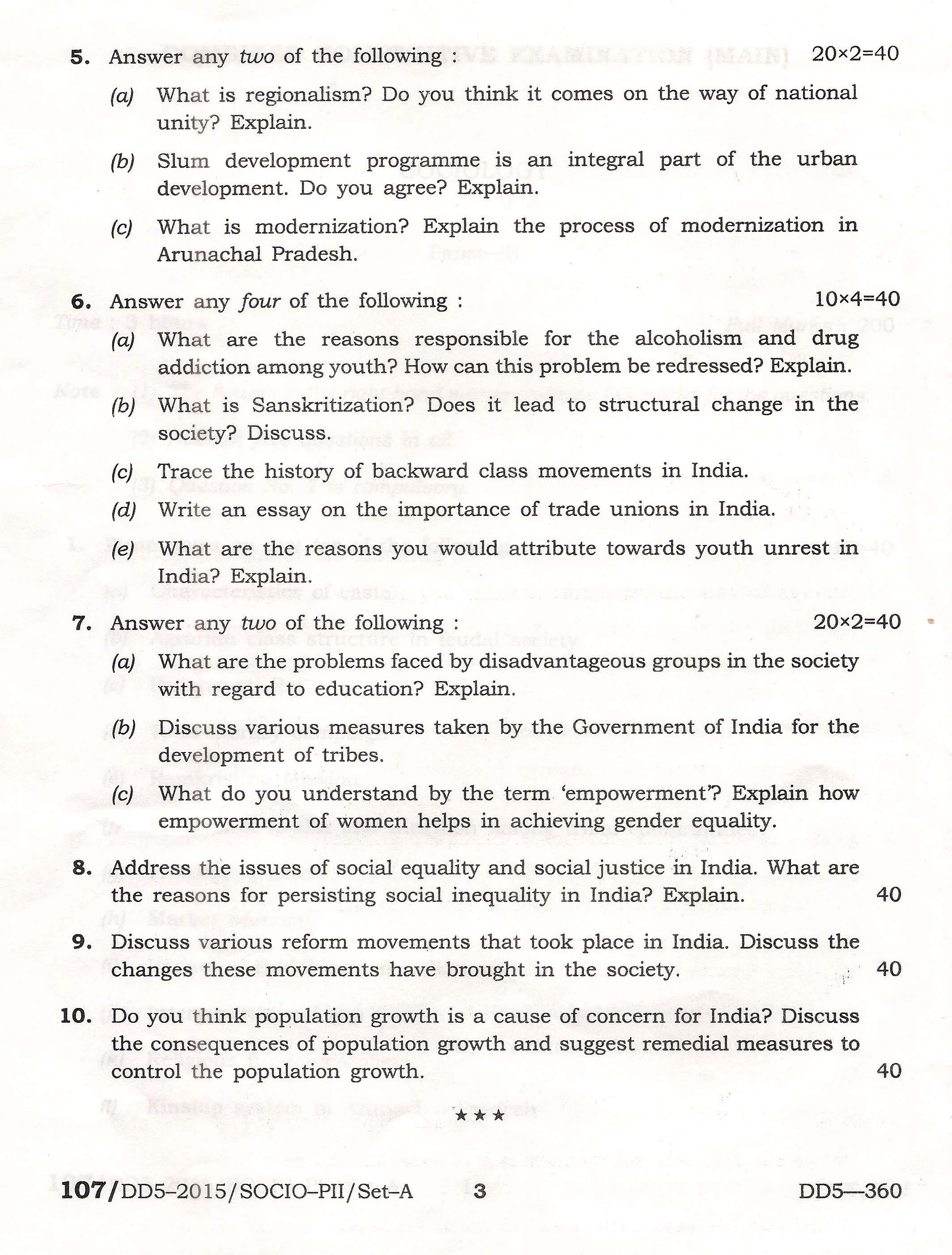APPSC Combined Competitive Main Exam 2015 Sociology Paper II 3