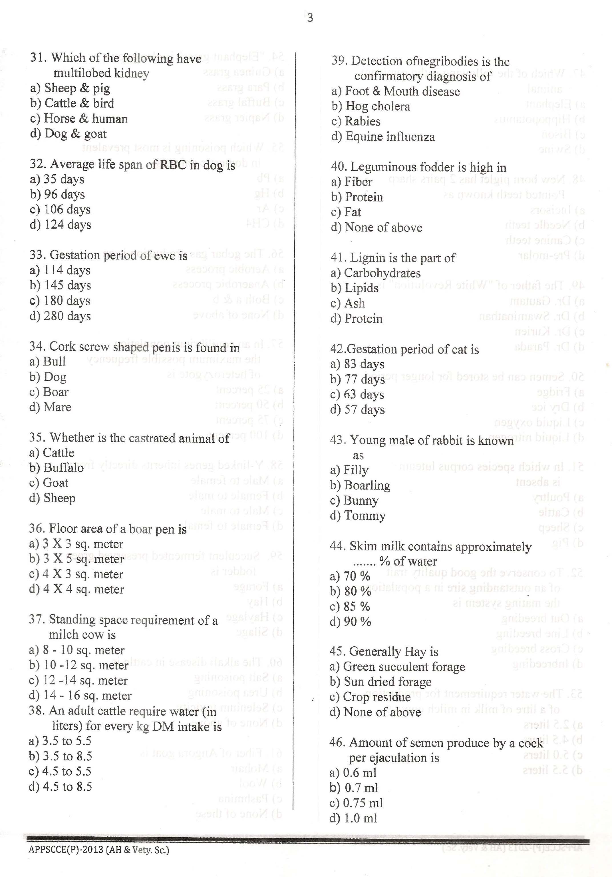 APPSC Combined Competitive Prelims Exam 2013 AH And Vety Science 4