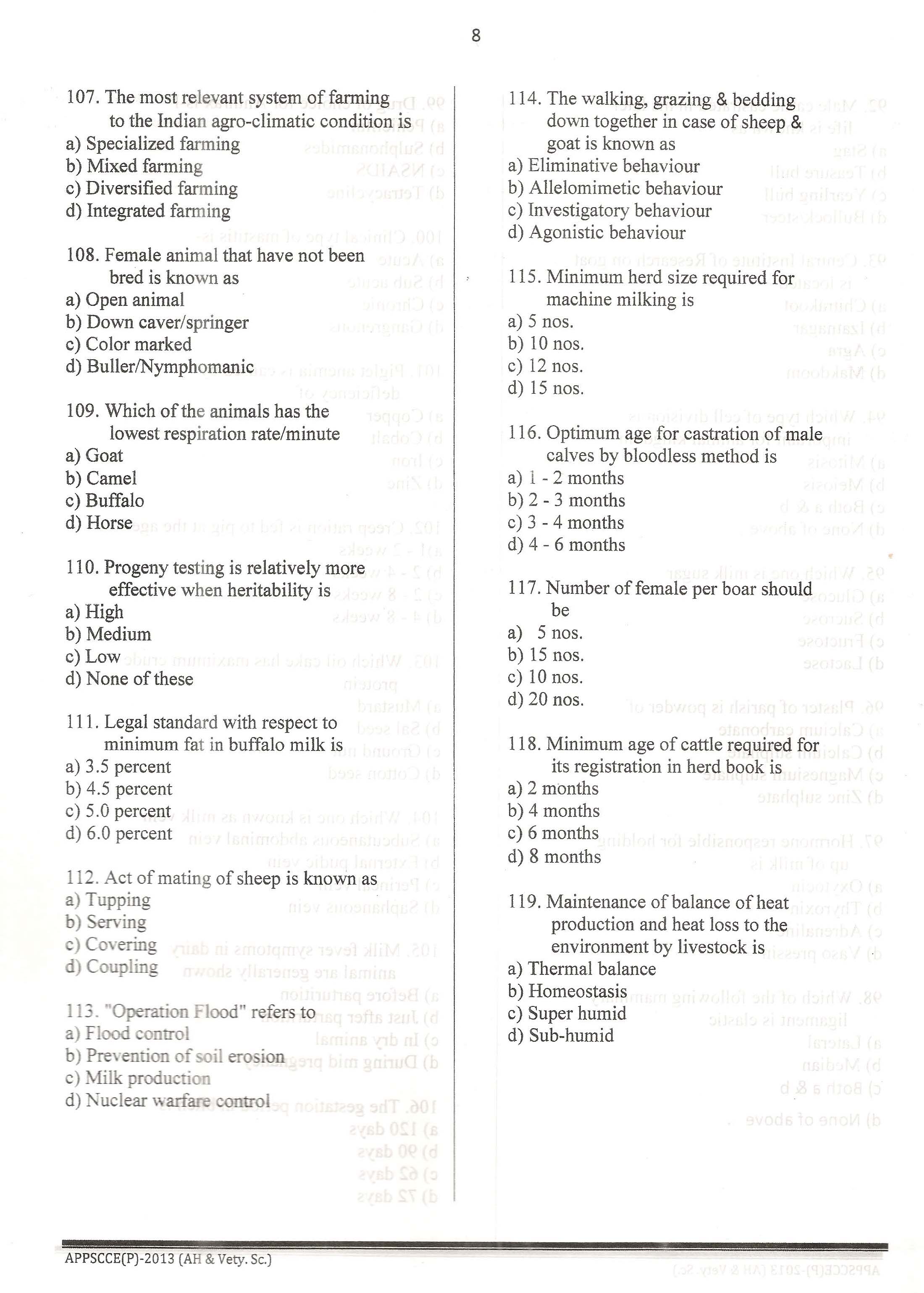 APPSC Combined Competitive Prelims Exam 2013 AH And Vety Science 9