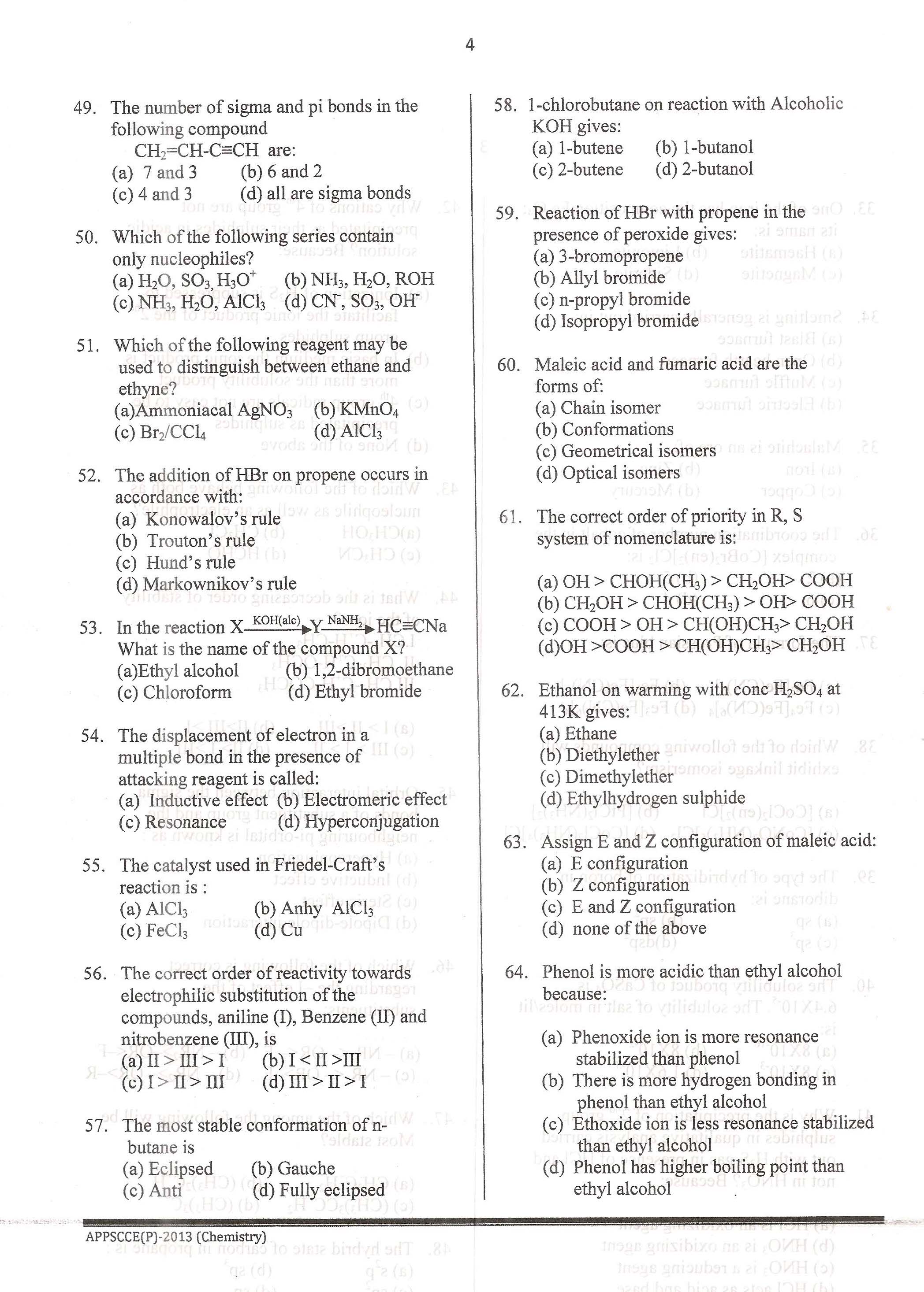 APPSC Combined Competitive Prelims Exam 2013 Chemistry 5