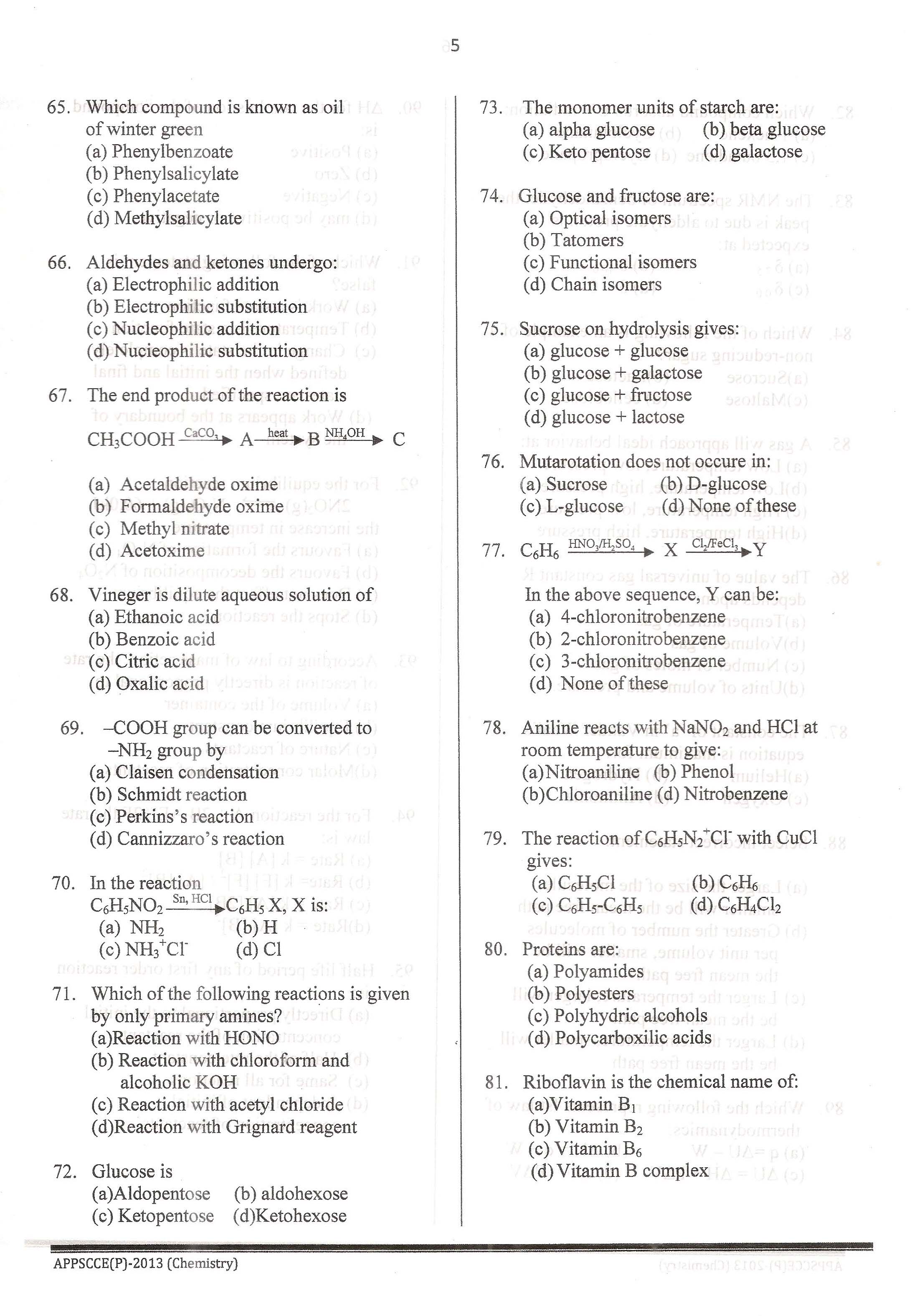 APPSC Combined Competitive Prelims Exam 2013 Chemistry 6