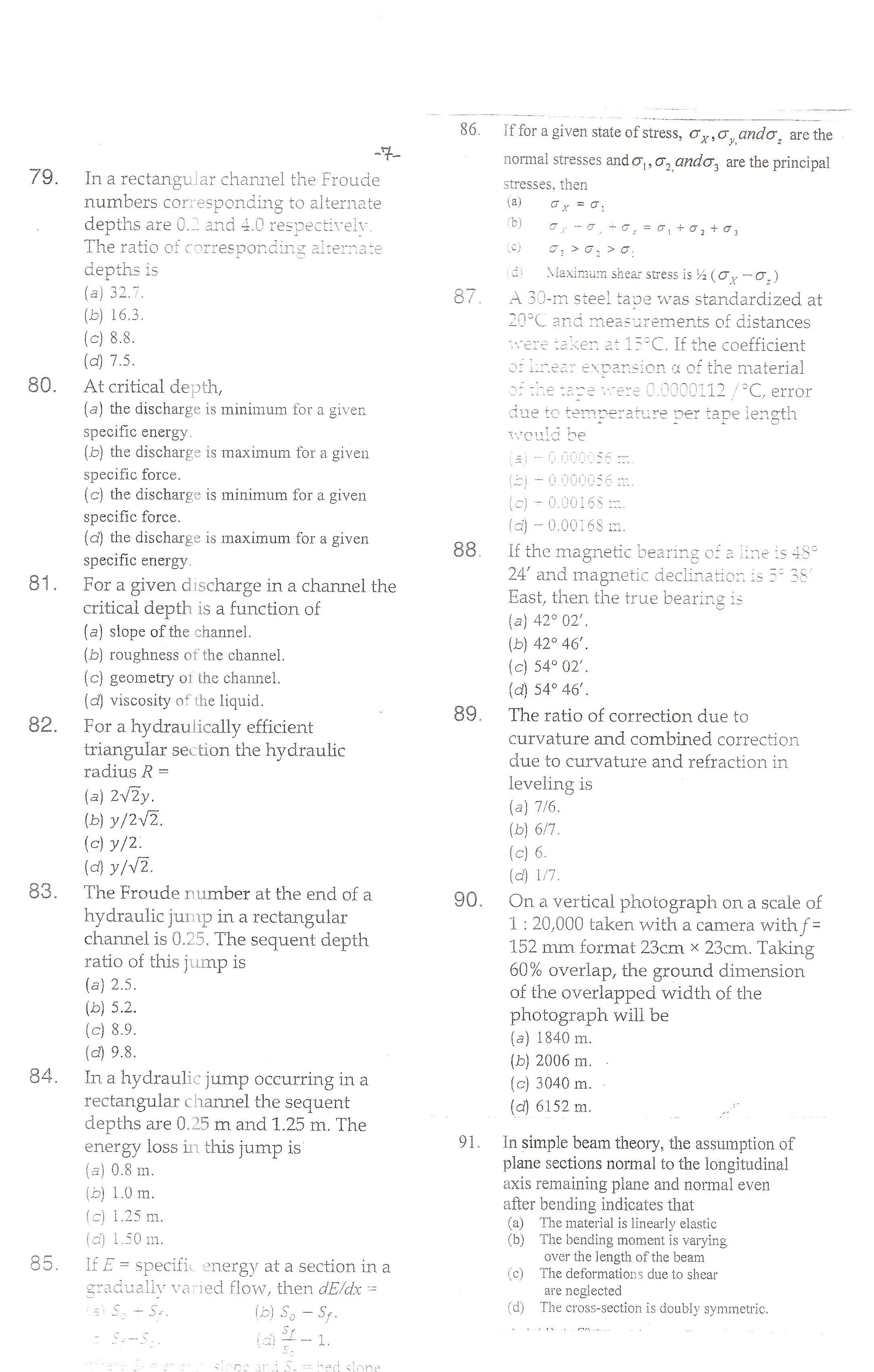 APPSC Combined Competitive Prelims Exam 2013 Civil Engineering 8