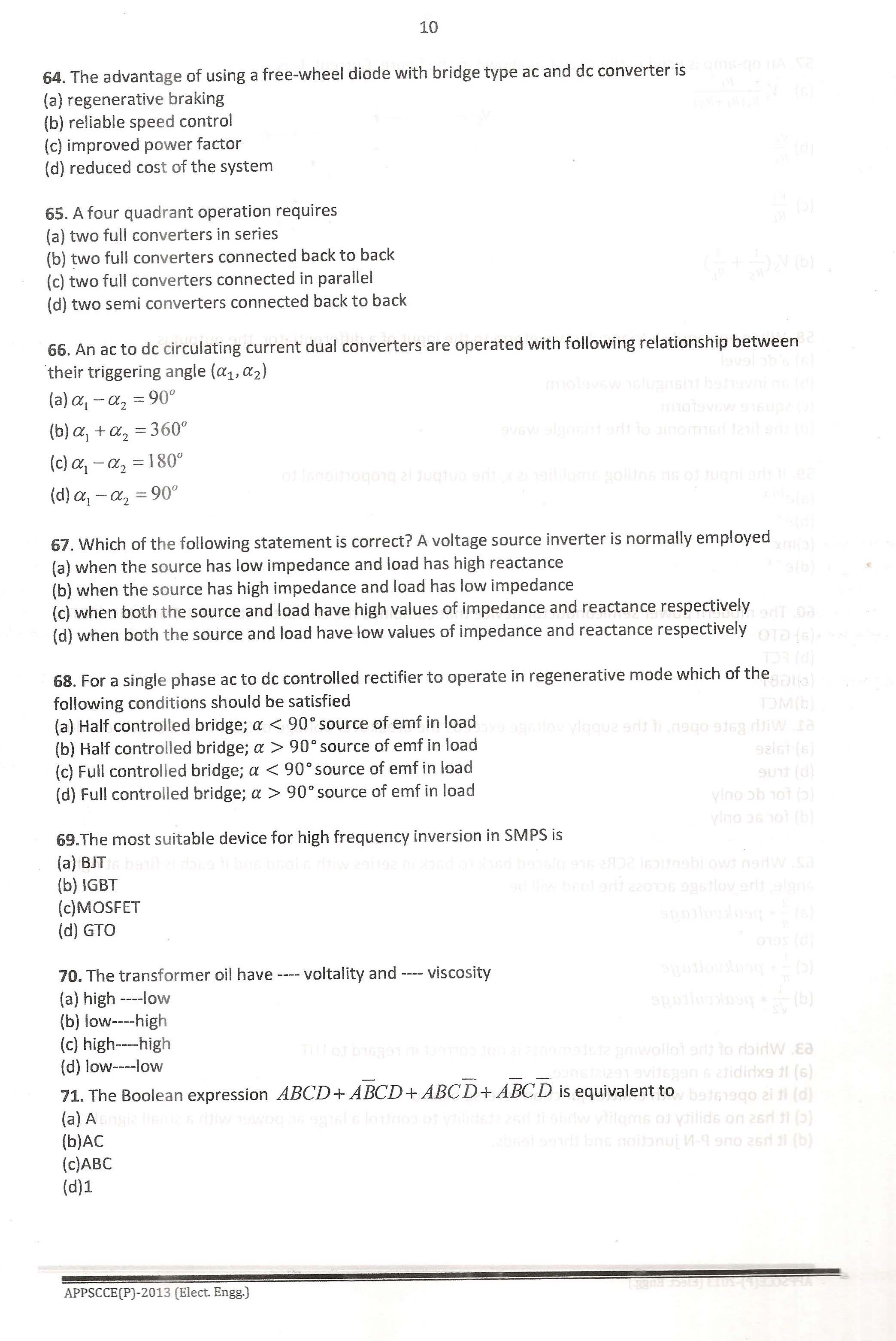 APPSC Combined Competitive Prelims Exam 2013 Electrical Engineering 11