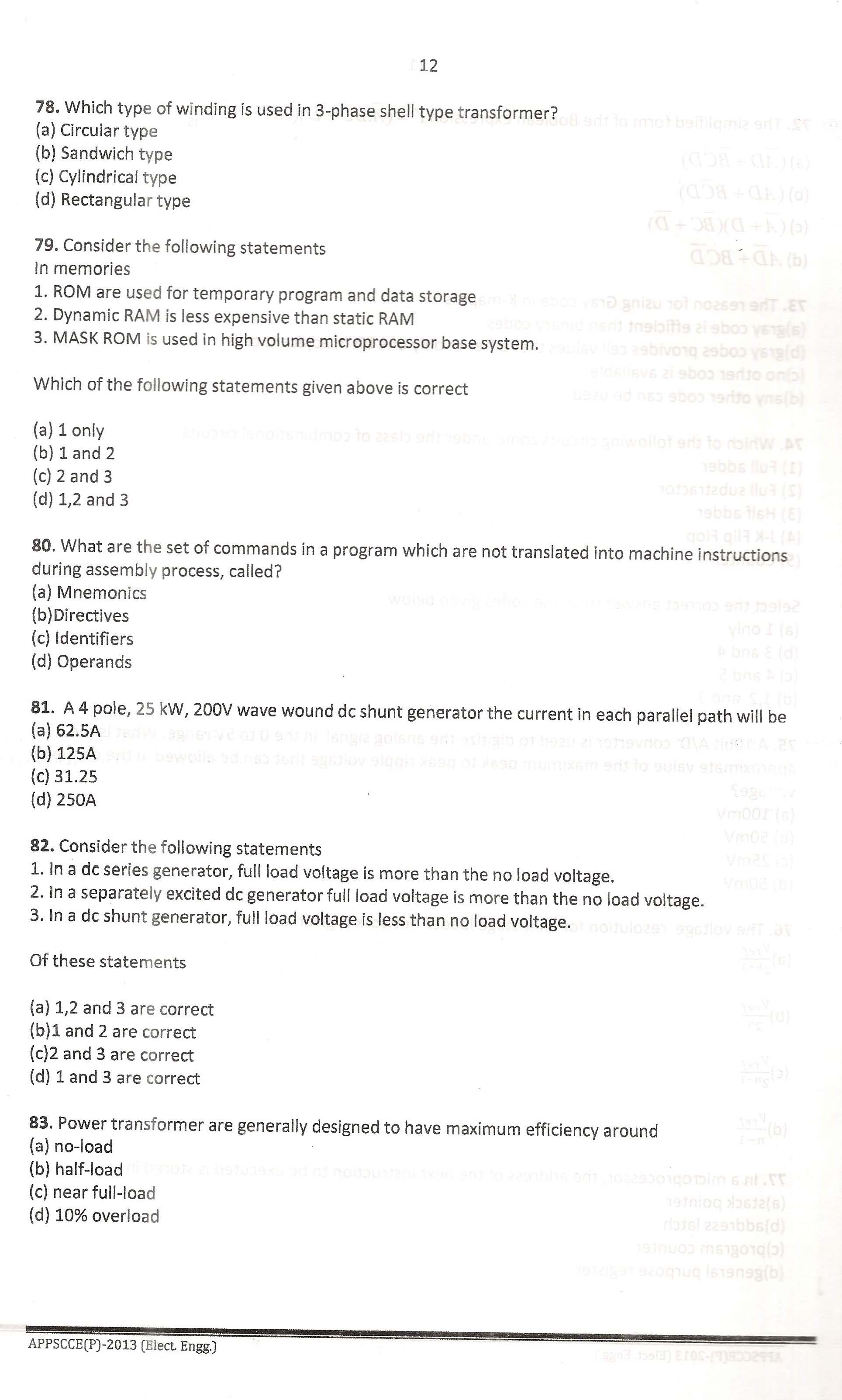 APPSC Combined Competitive Prelims Exam 2013 Electrical Engineering 13