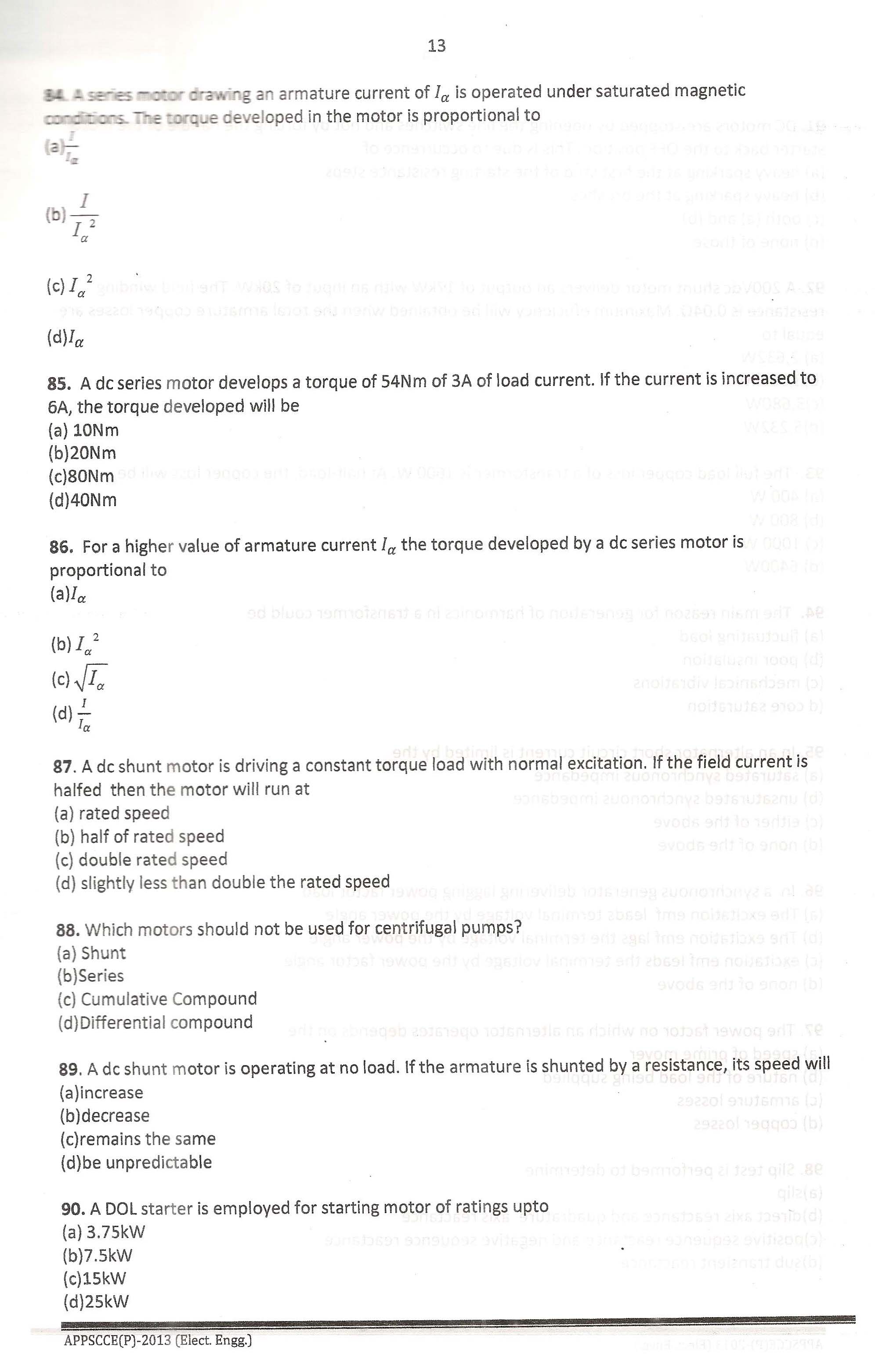 APPSC Combined Competitive Prelims Exam 2013 Electrical Engineering 14