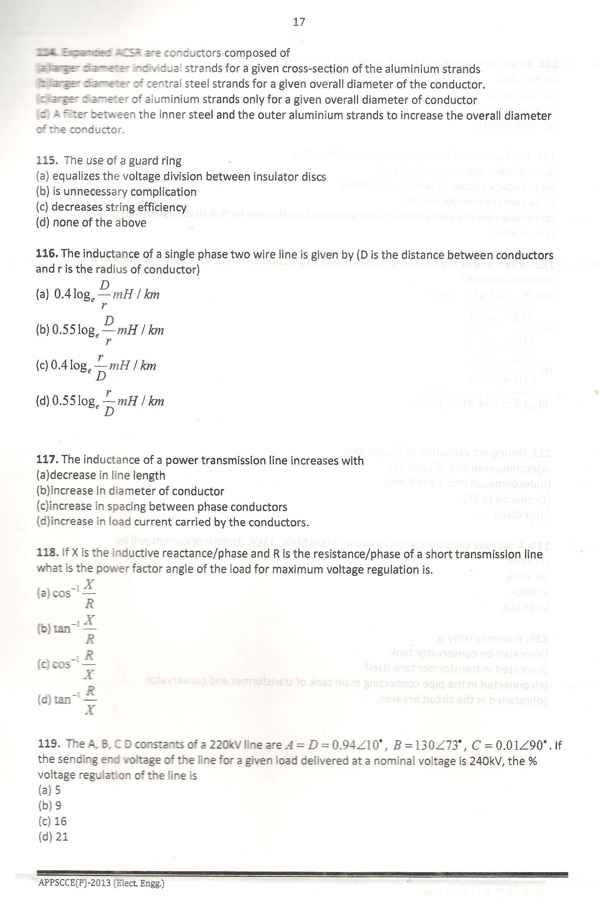 APPSC Combined Competitive Prelims Exam 2013 Electrical Engineering 18