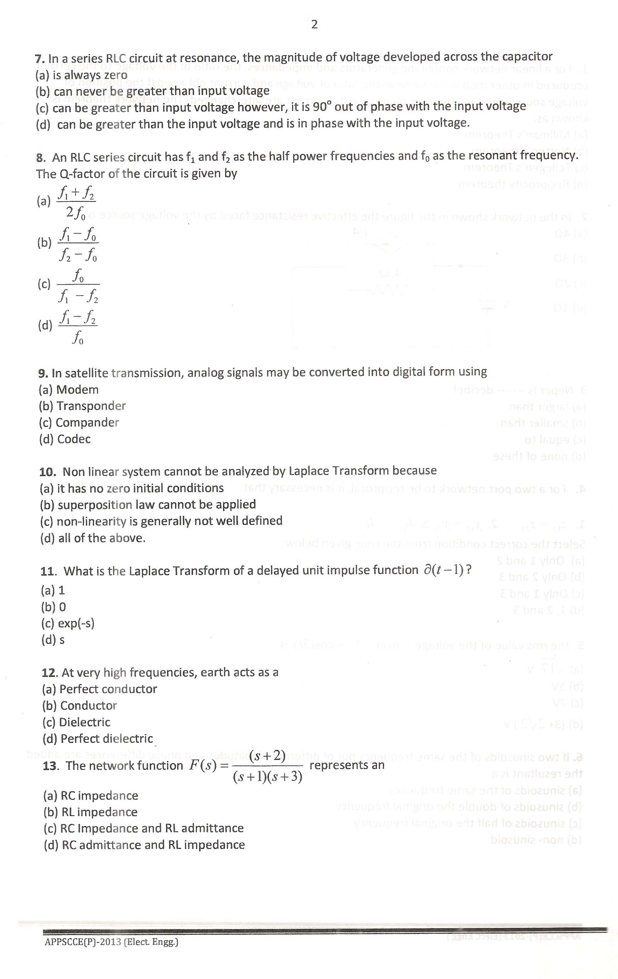 APPSC Combined Competitive Prelims Exam 2013 Electrical Engineering 3